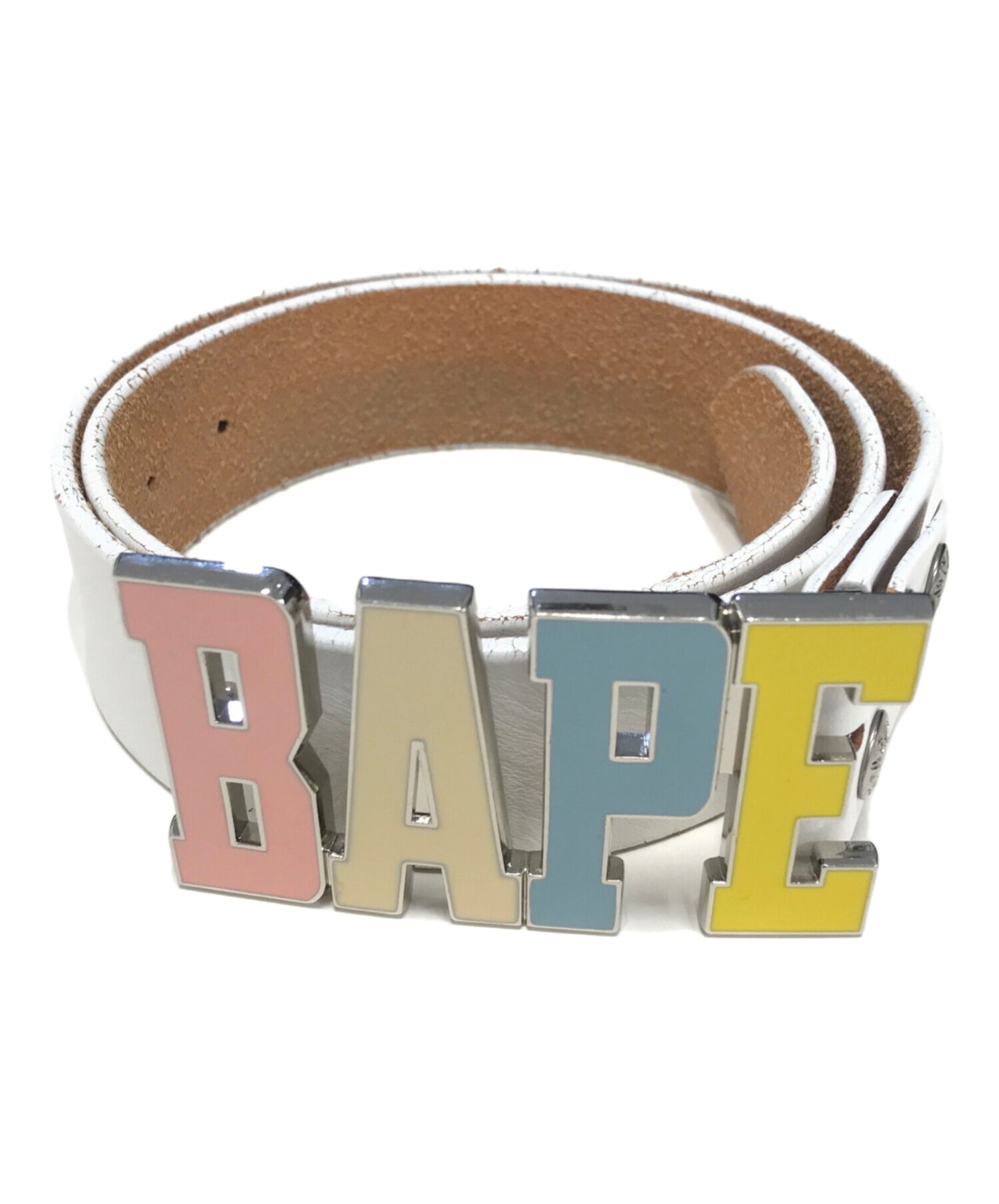 [Pre-owned] A BATHING APE Logo buckle leather belt