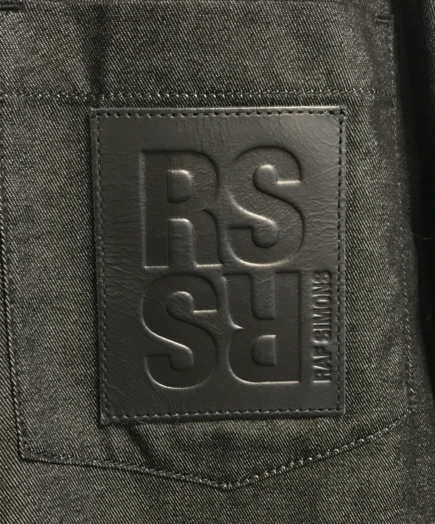 [Pre-owned] RAF SIMONS OVERSIZED DENIM SHIRT WITH LEATHER PATCH 231-M243