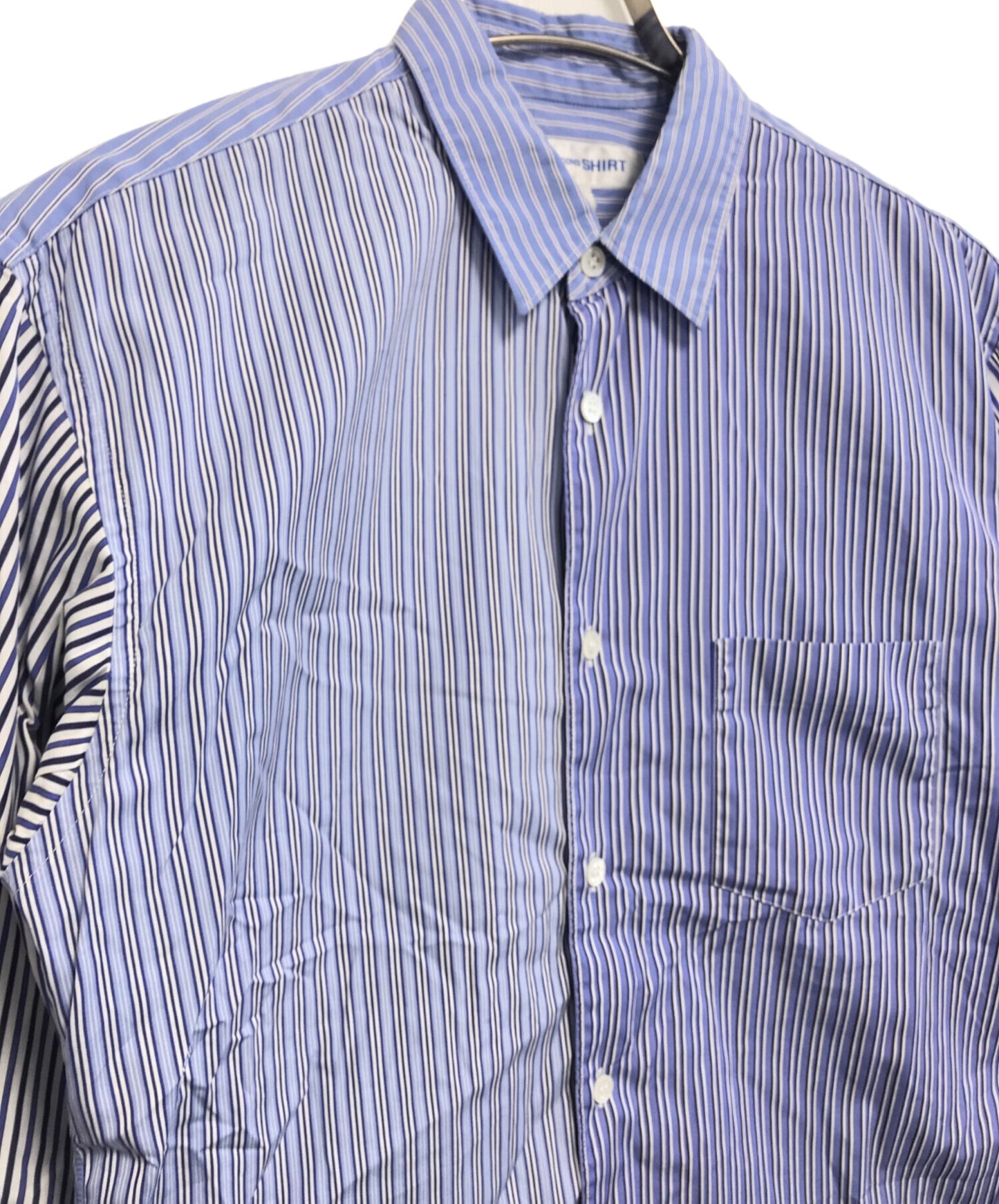 [Pre-owned] COMME des GARCONS SHIRT Cotton Poplin Crazy Stripe Regular Collar Shirt FZ-B107