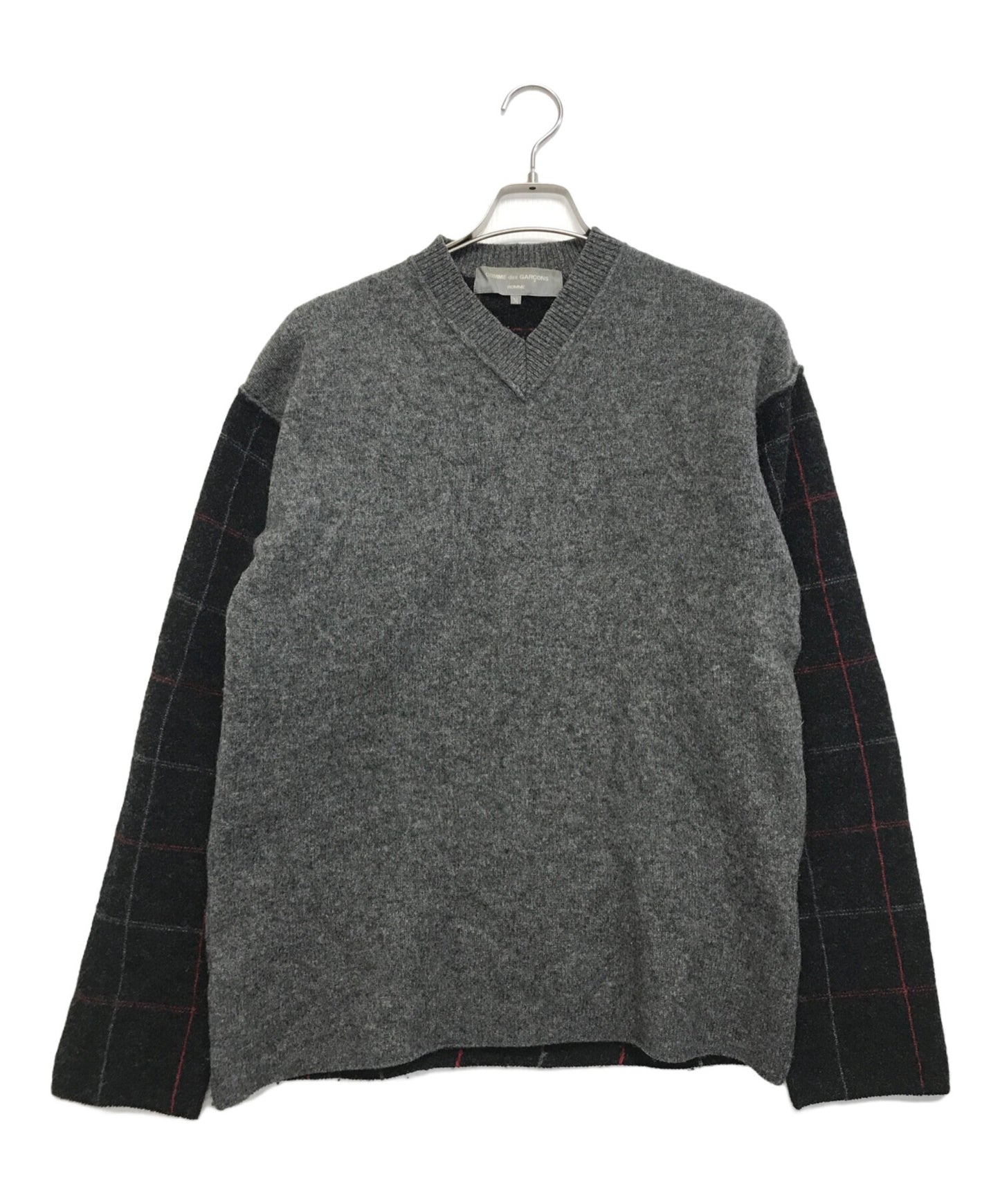 [Pre-owned] COMME des GARCONS HOMME Check-cut V-neck knit HL-N004