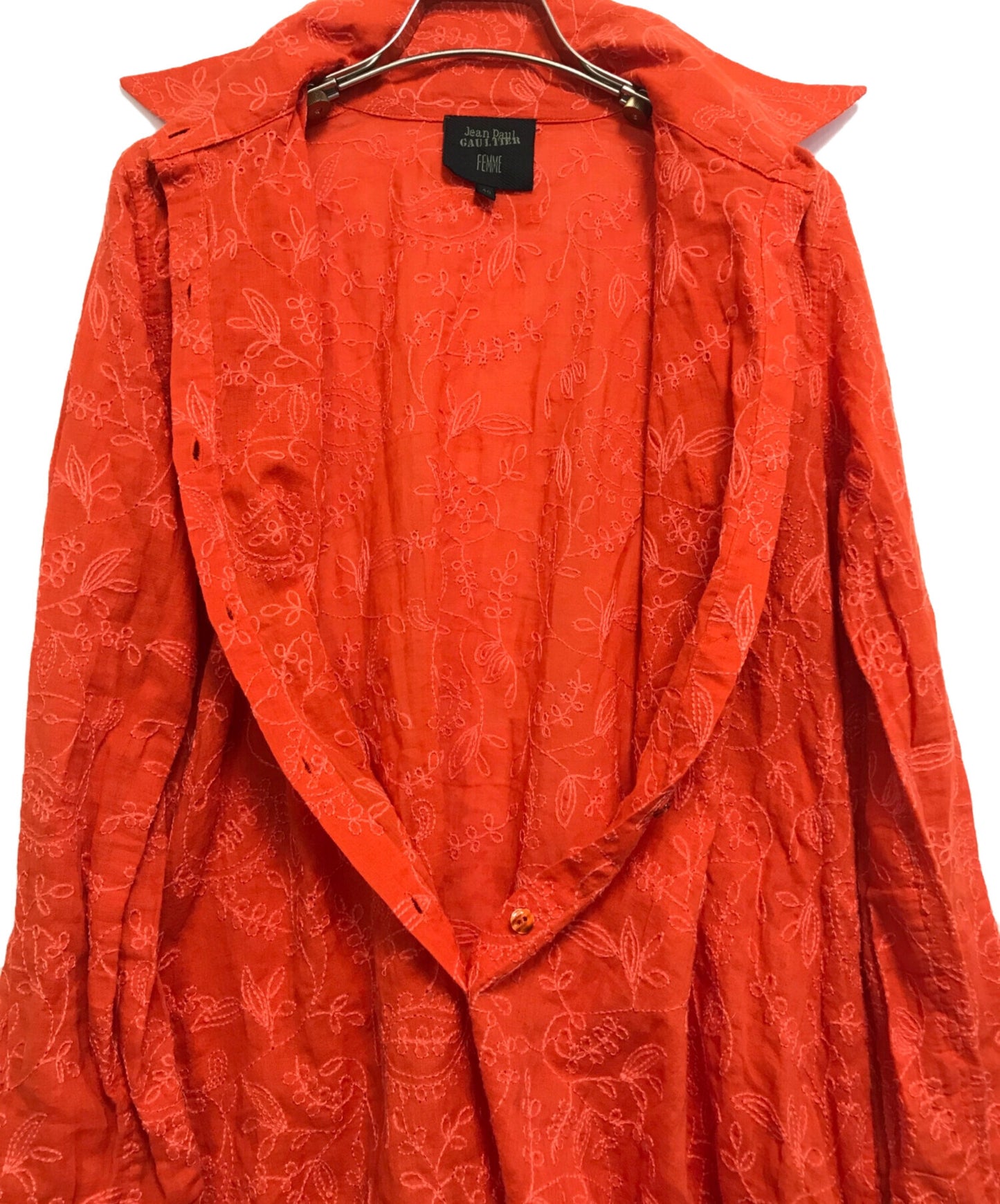 [Pre-owned] Jean Paul Gaultier FEMME Fully embroidered shirt dress with flower pattern 499994