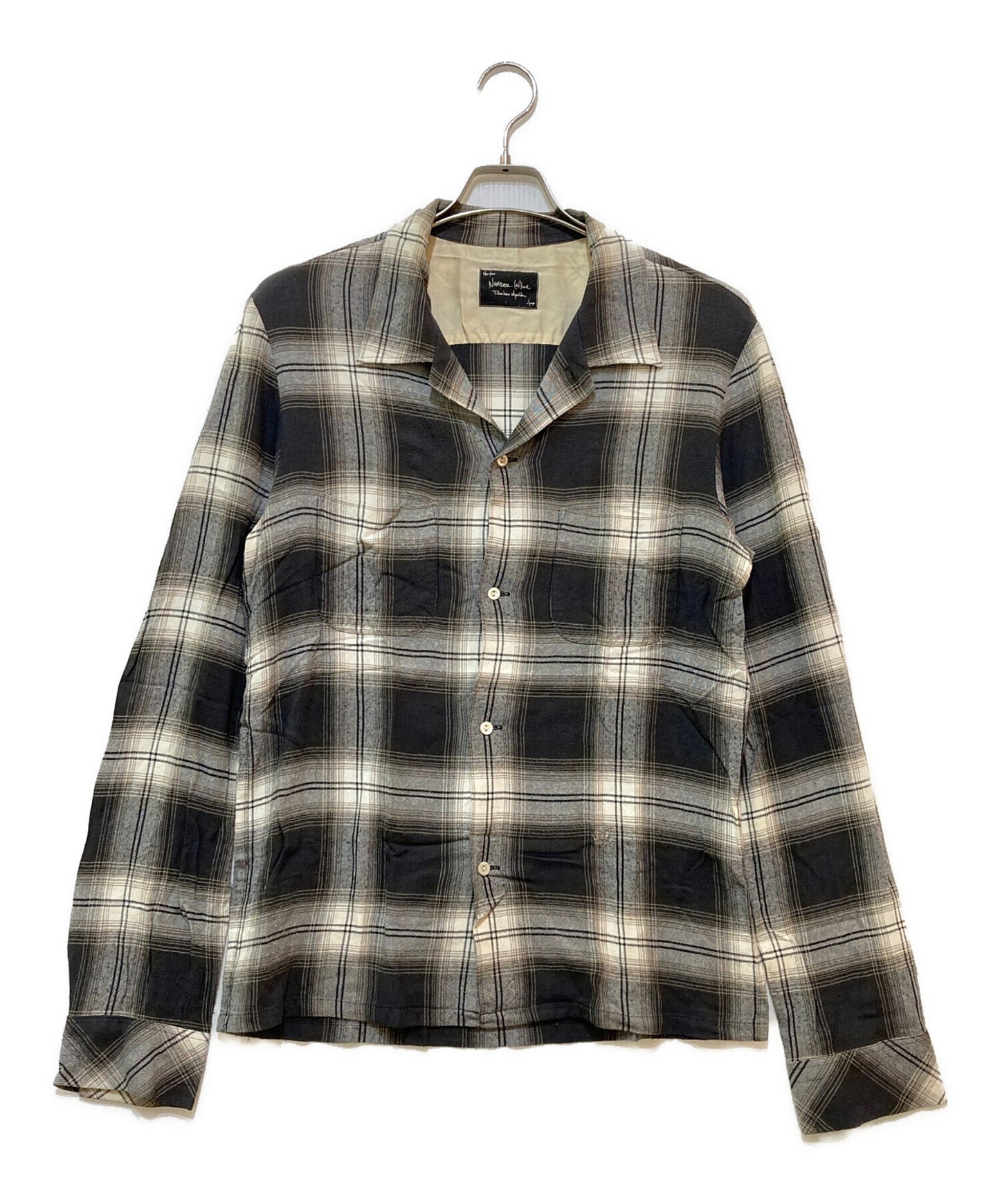 [Pre-owned] NUMBER (N)INE 05AW Open collar check shirt