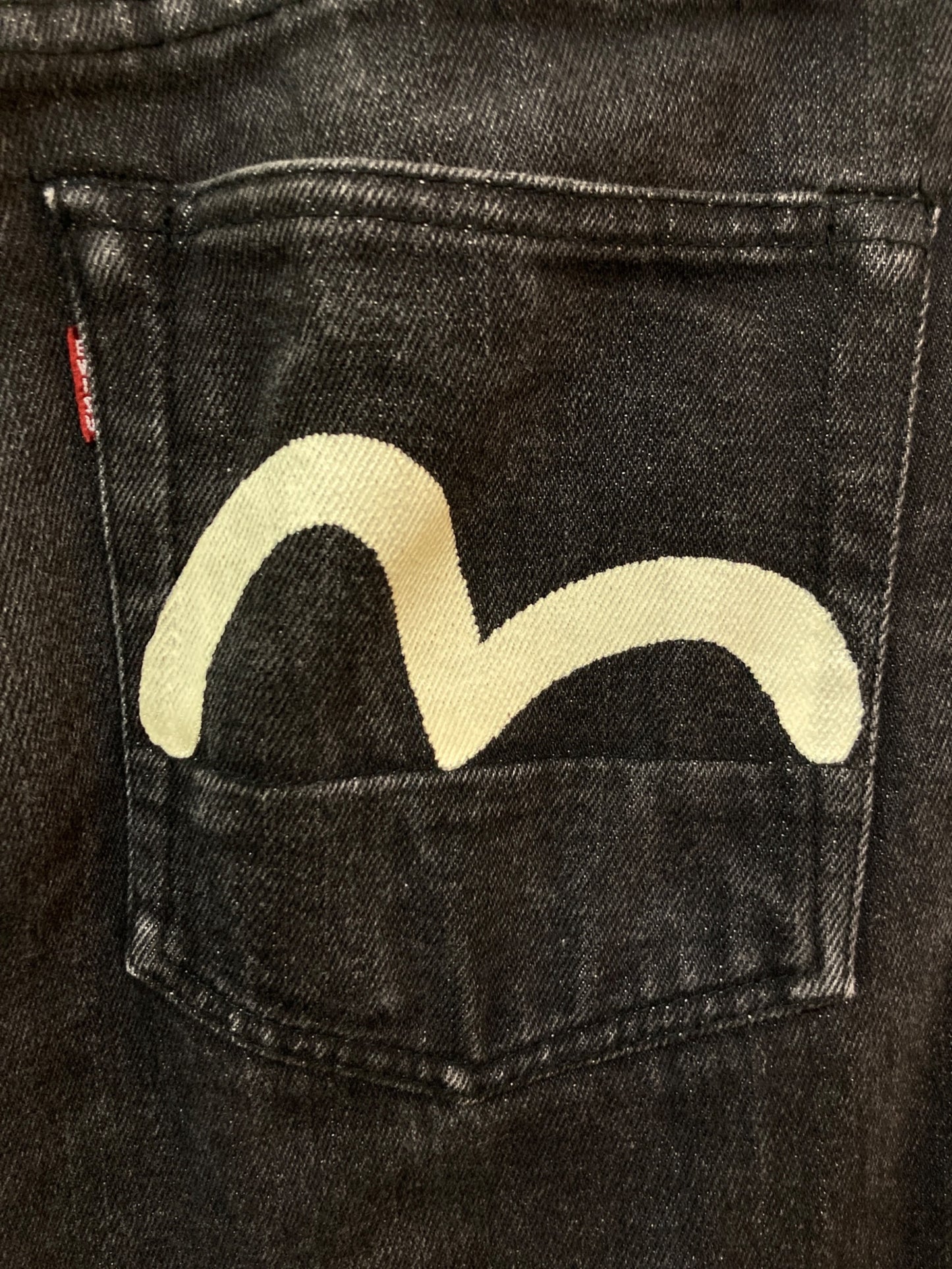 [Pre-owned] EVISU Lot.2000 Painted black denim pants
