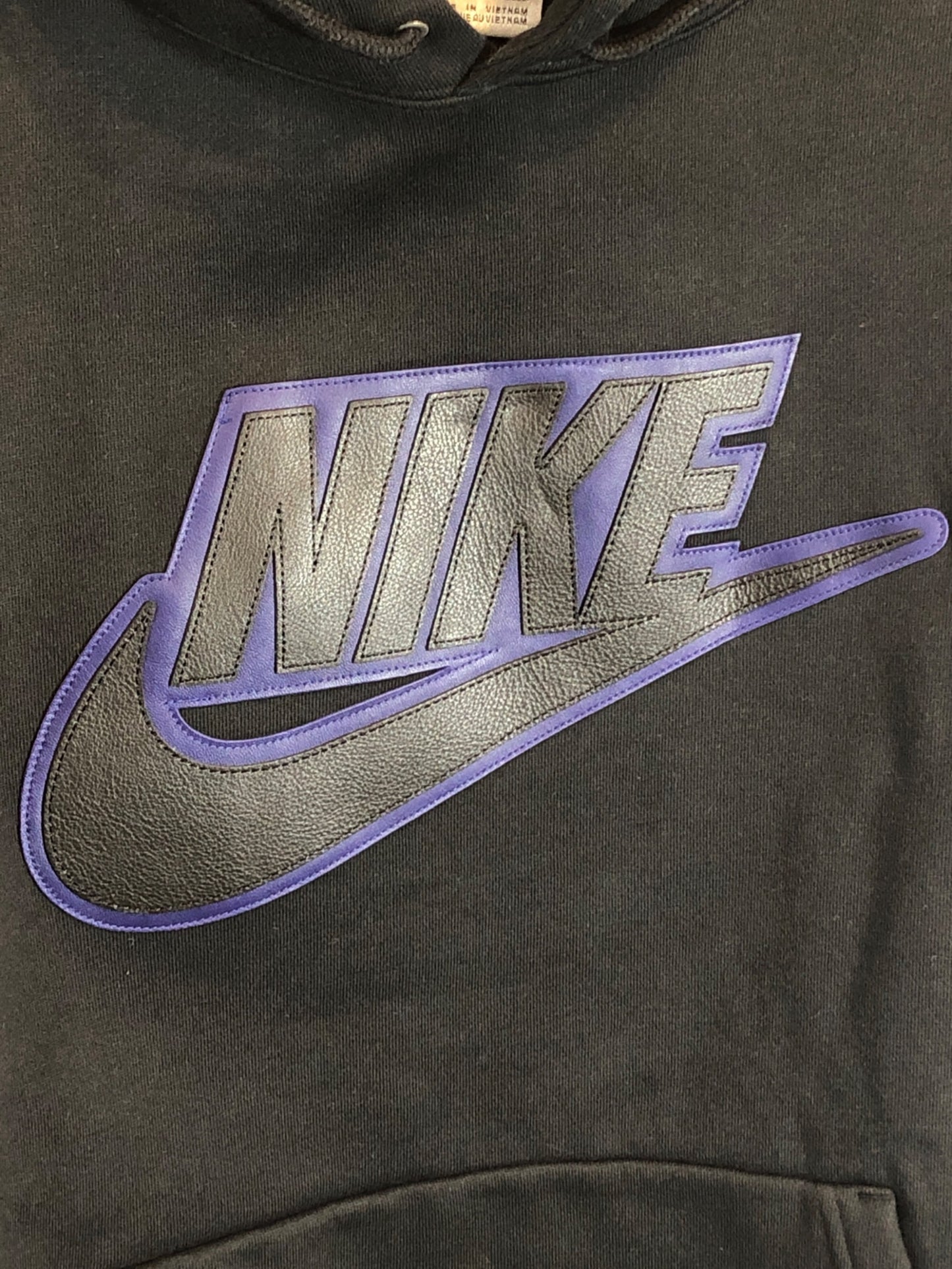 [Pre-owned] SUPREME Leather Applique Hooded Sweatshirt CK6225-010