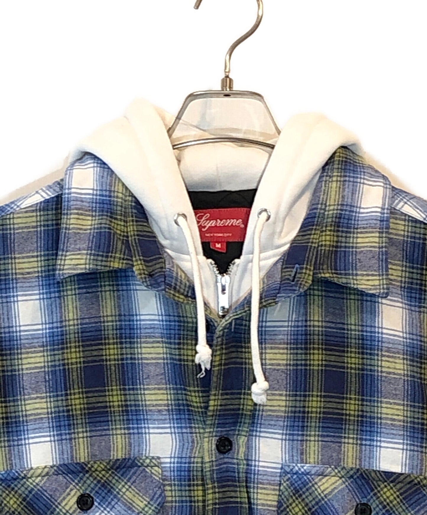 [Pre-owned] SUPREME Hooded Flannel Zip up Shirt