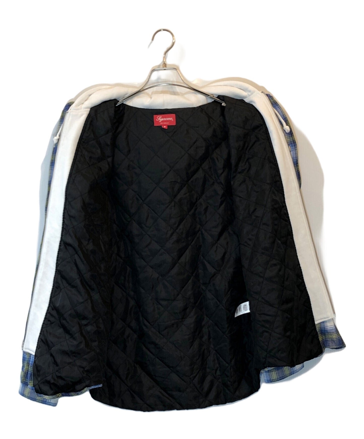 [Pre-owned] SUPREME Hooded Flannel Zip up Shirt