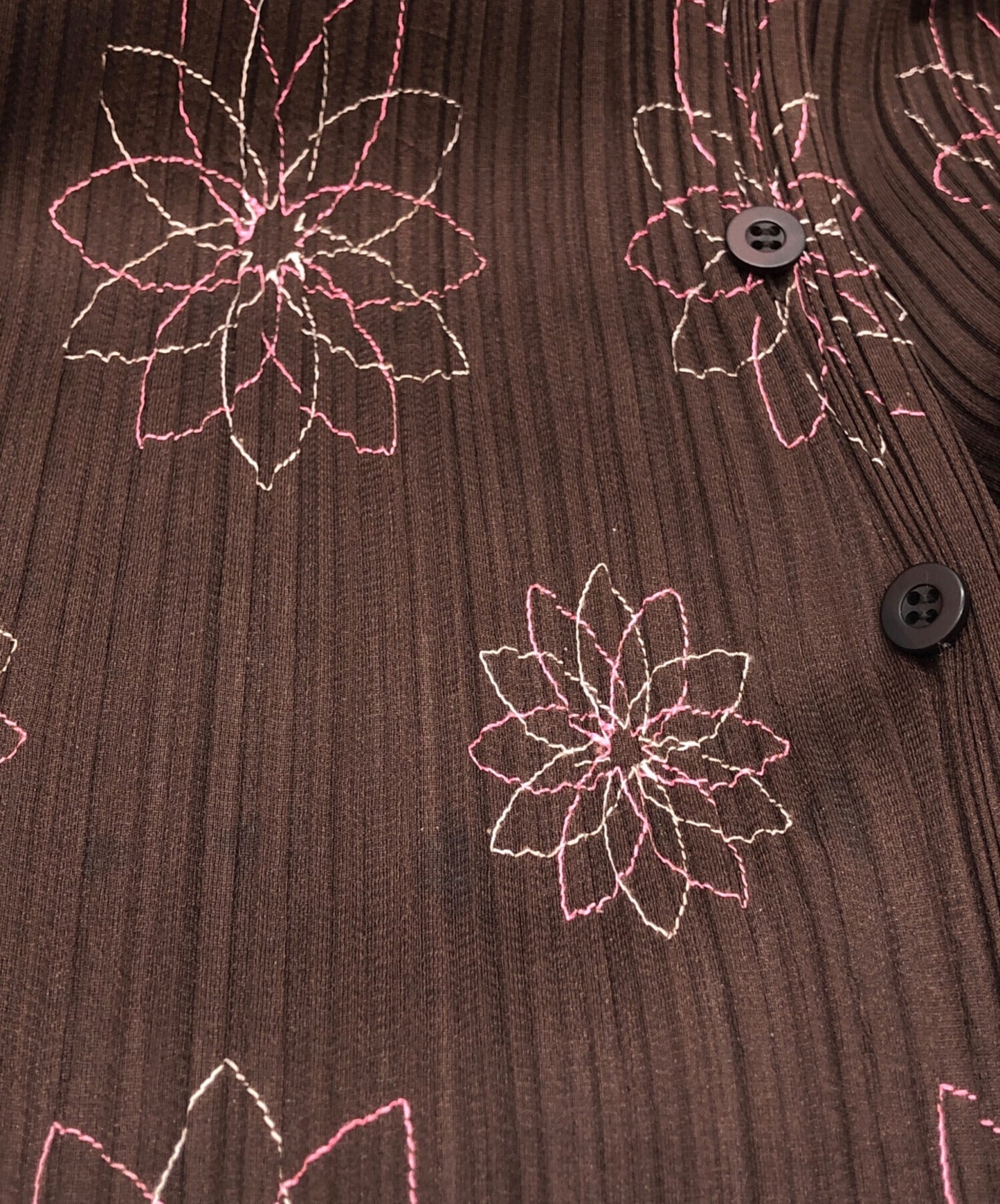 [Pre-owned] PLEATS PLEASE Flower Stitch Pleated Shirt PP51-JJ887