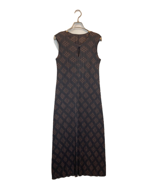 [Pre-owned] PLEATS PLEASE Bias Check Pleated Sleeveless Dress PP94-JH666