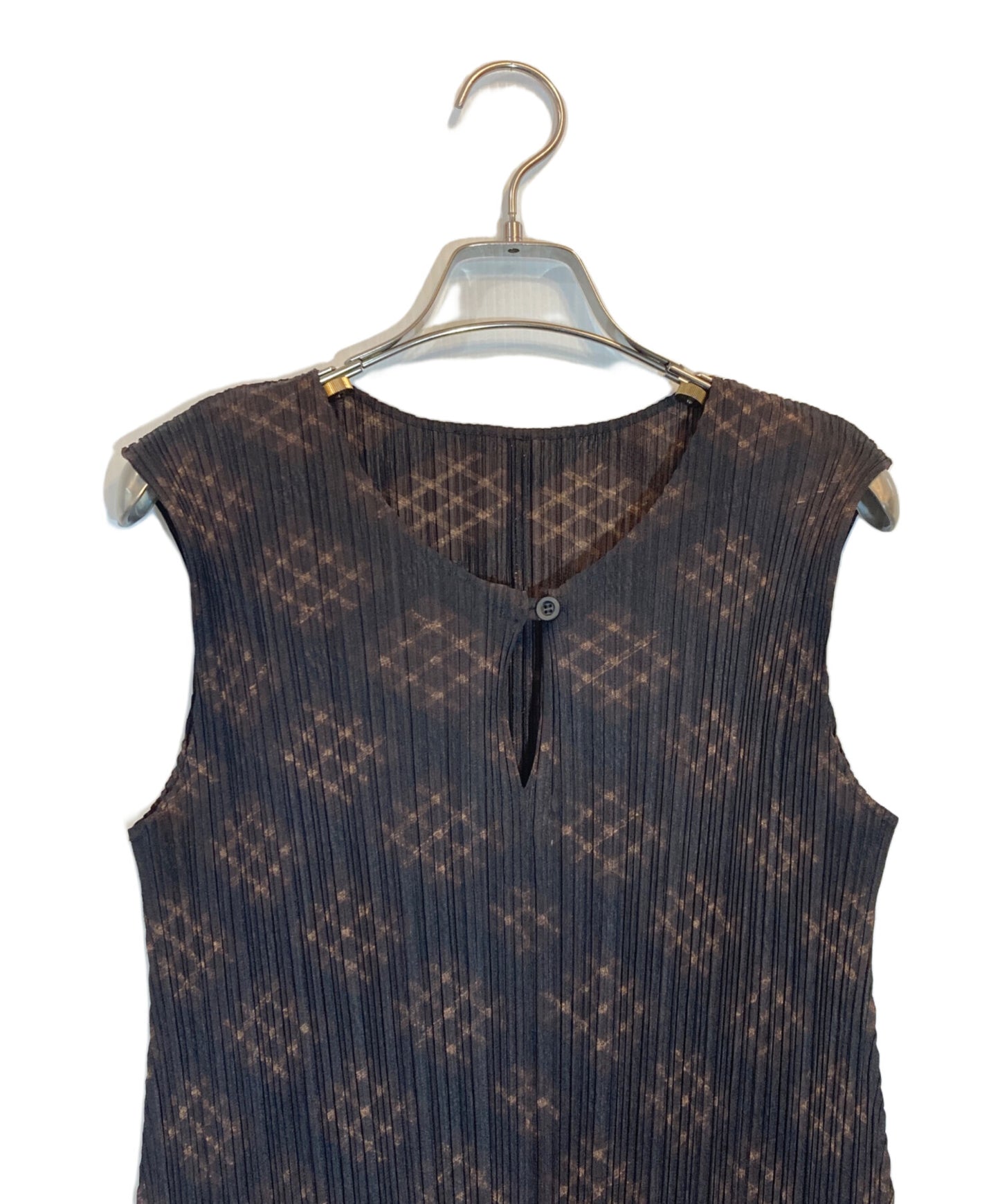 [Pre-owned] PLEATS PLEASE Bias Check Pleated Sleeveless Dress PP94-JH666