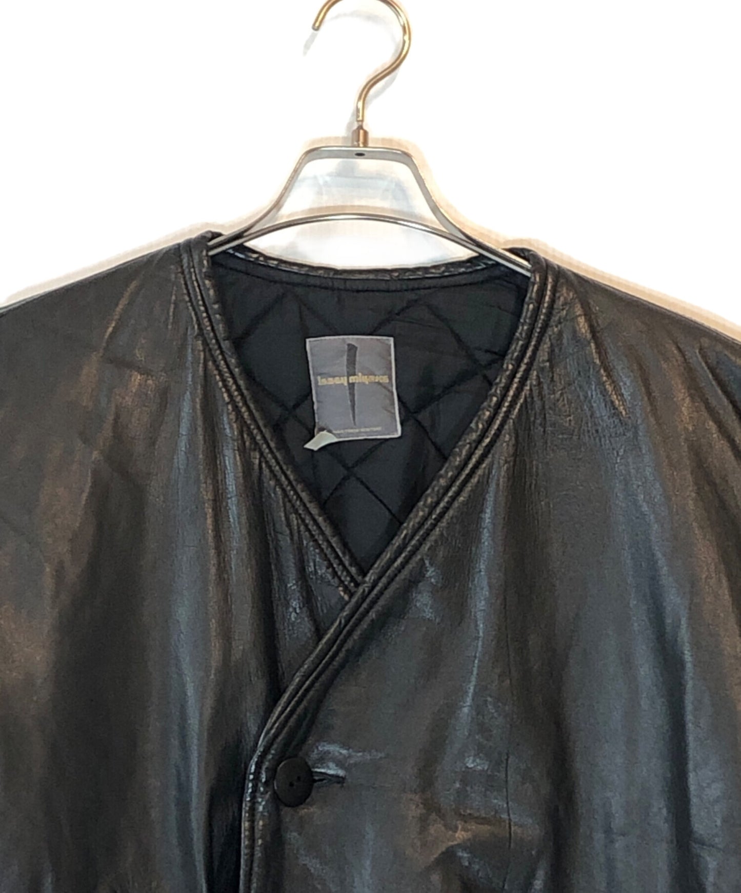 [Pre-owned] ISSEY MIYAKE Collarless Leather Jacket MY63415