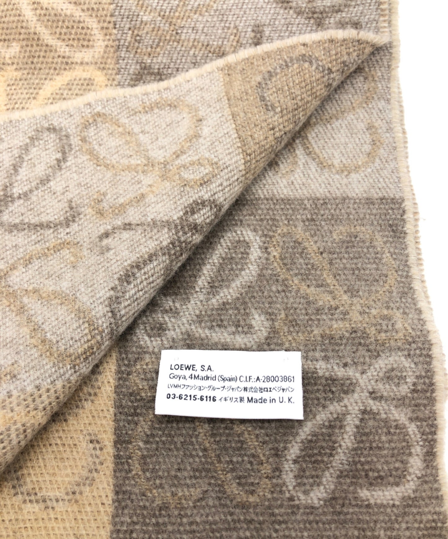 [Pre-owned] LOEWE Checkered Shawl (Cashmere & Wool)