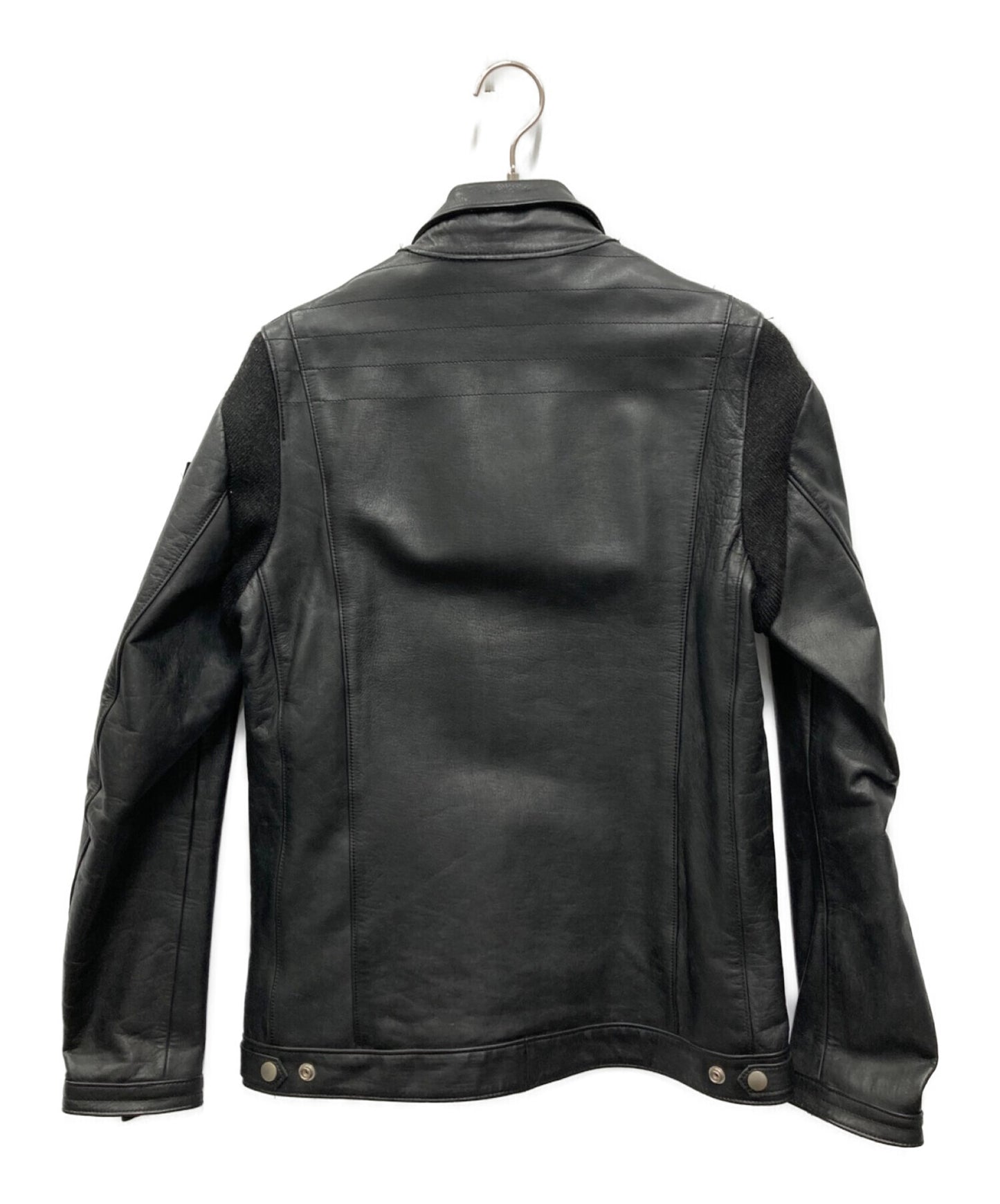 [Pre-owned] UNDERCOVERISM UISM Single Leather Riders Jacket with Knit Arm Switching D4207