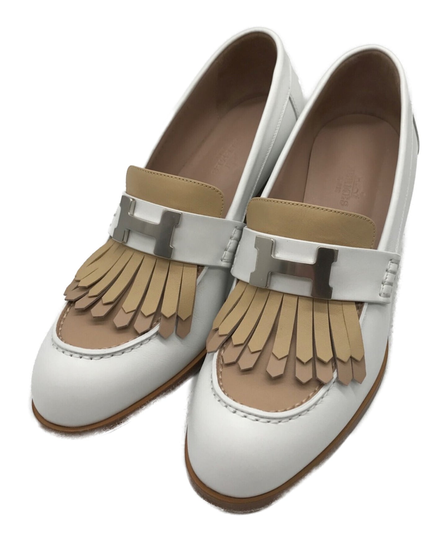[Pre-owned] HERMES Moccasin Leather Pumps/Tassel Heel Loafers