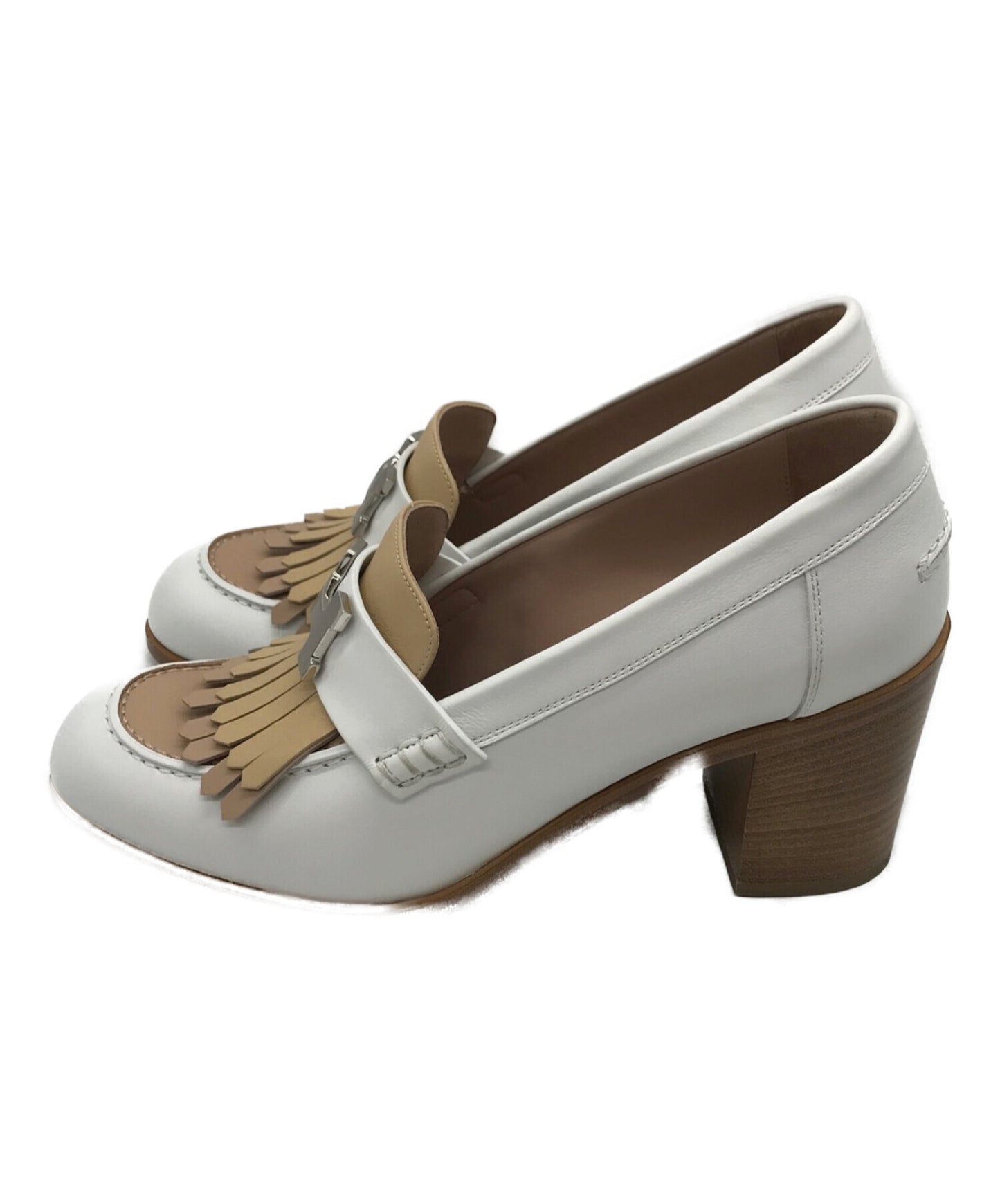 [Pre-owned] HERMES Moccasin Leather Pumps/Tassel Heel Loafers