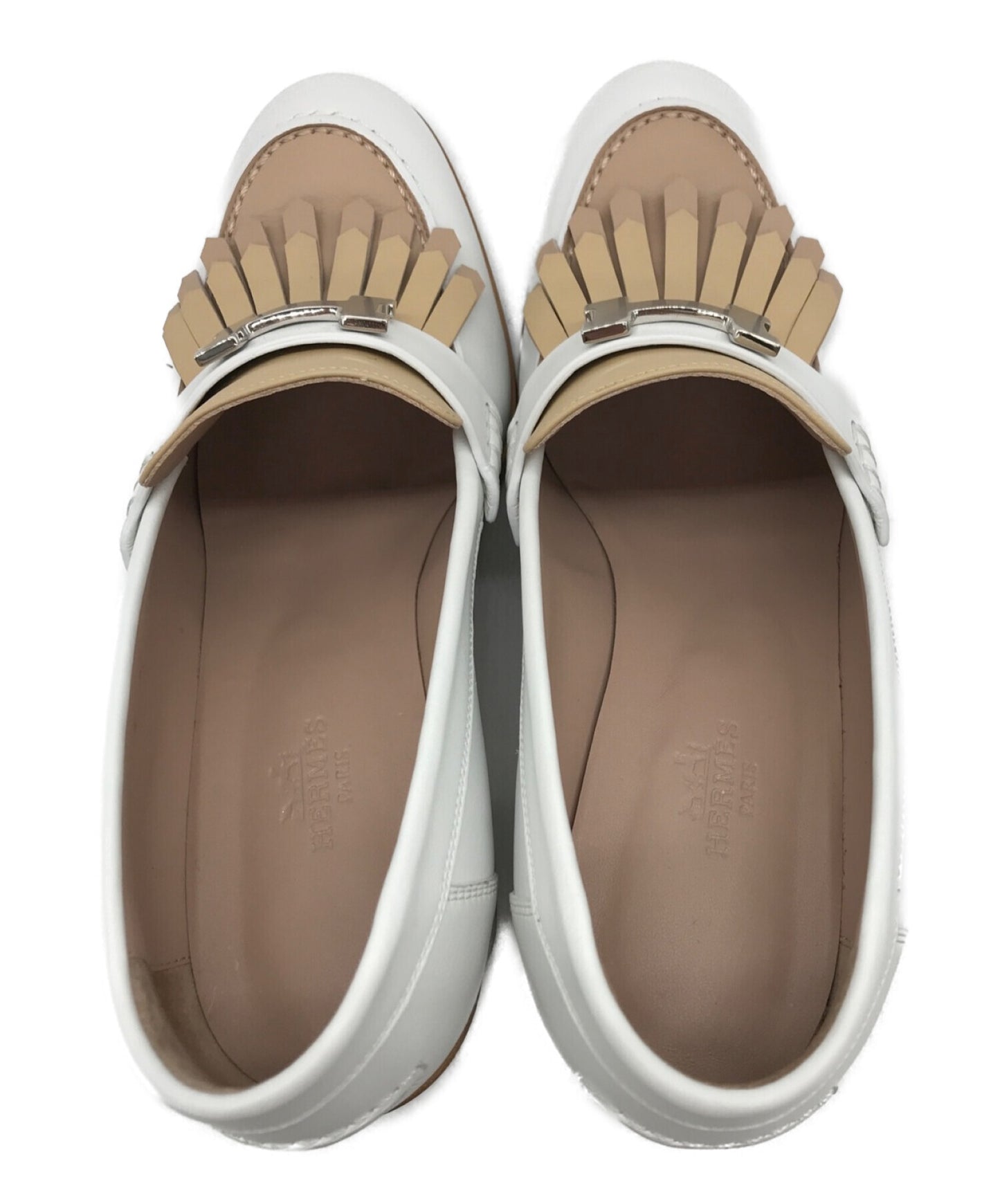 [Pre-owned] HERMES Moccasin Leather Pumps/Tassel Heel Loafers