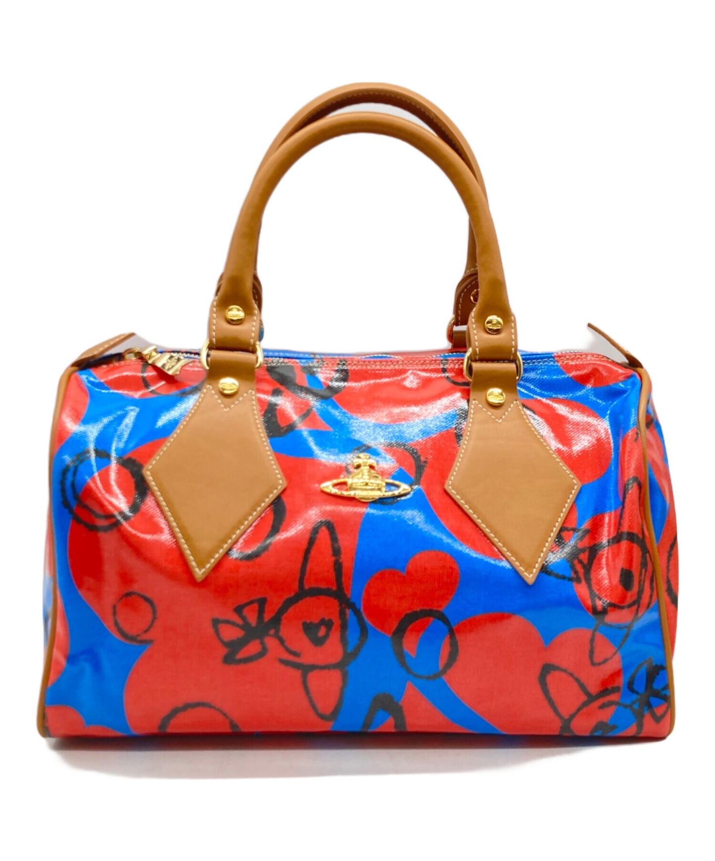 [Pre-owned] Vivienne Westwood Orb-patterned enamel mini Boston bag