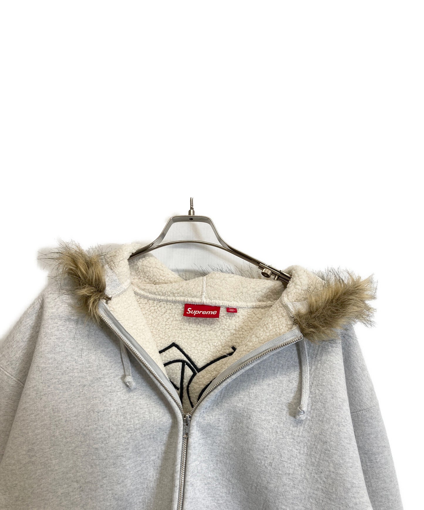 [Pre-owned] SUPREME faux fur zip up hooded sweatshirt
