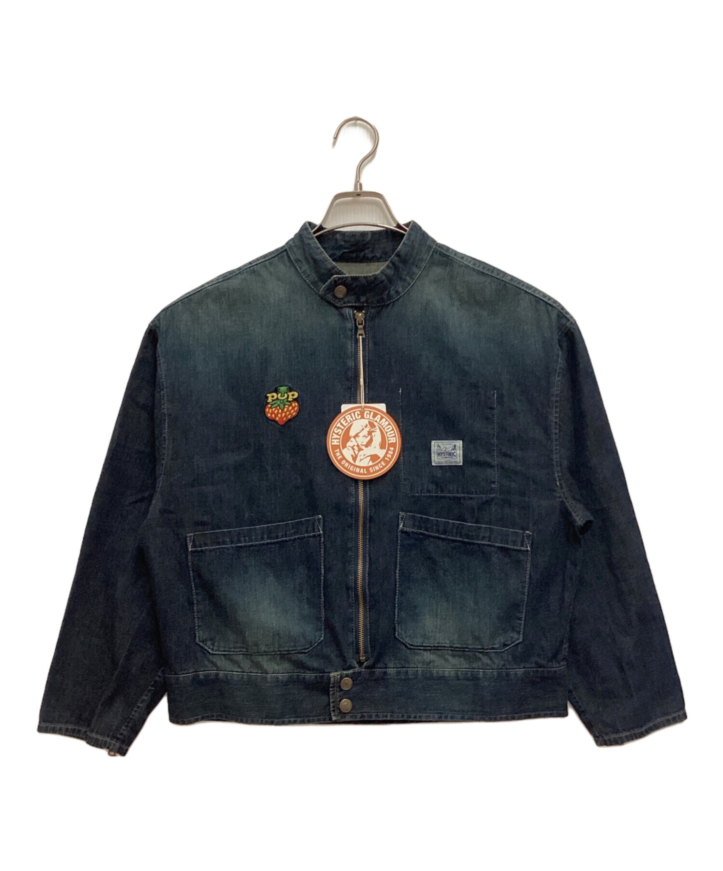 [Pre-owned] Hysteric Glamour POPBERRY Embroidered Denim Racing Jacket Zip Stand Collar 01223AB12