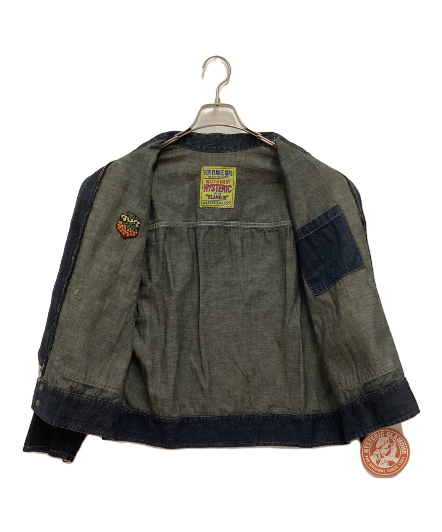 [Pre-owned] Hysteric Glamour POPBERRY Embroidered Denim Racing Jacket Zip Stand Collar 01223AB12