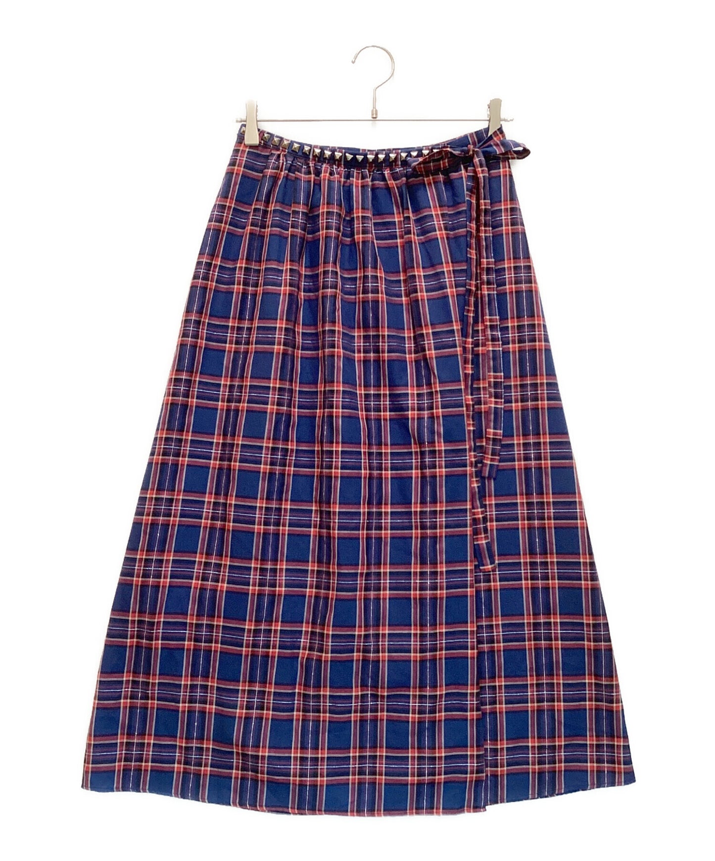[Pre-owned] Hysteric Glamour Studded Wrap-around Skirt Check Long 01181AK05