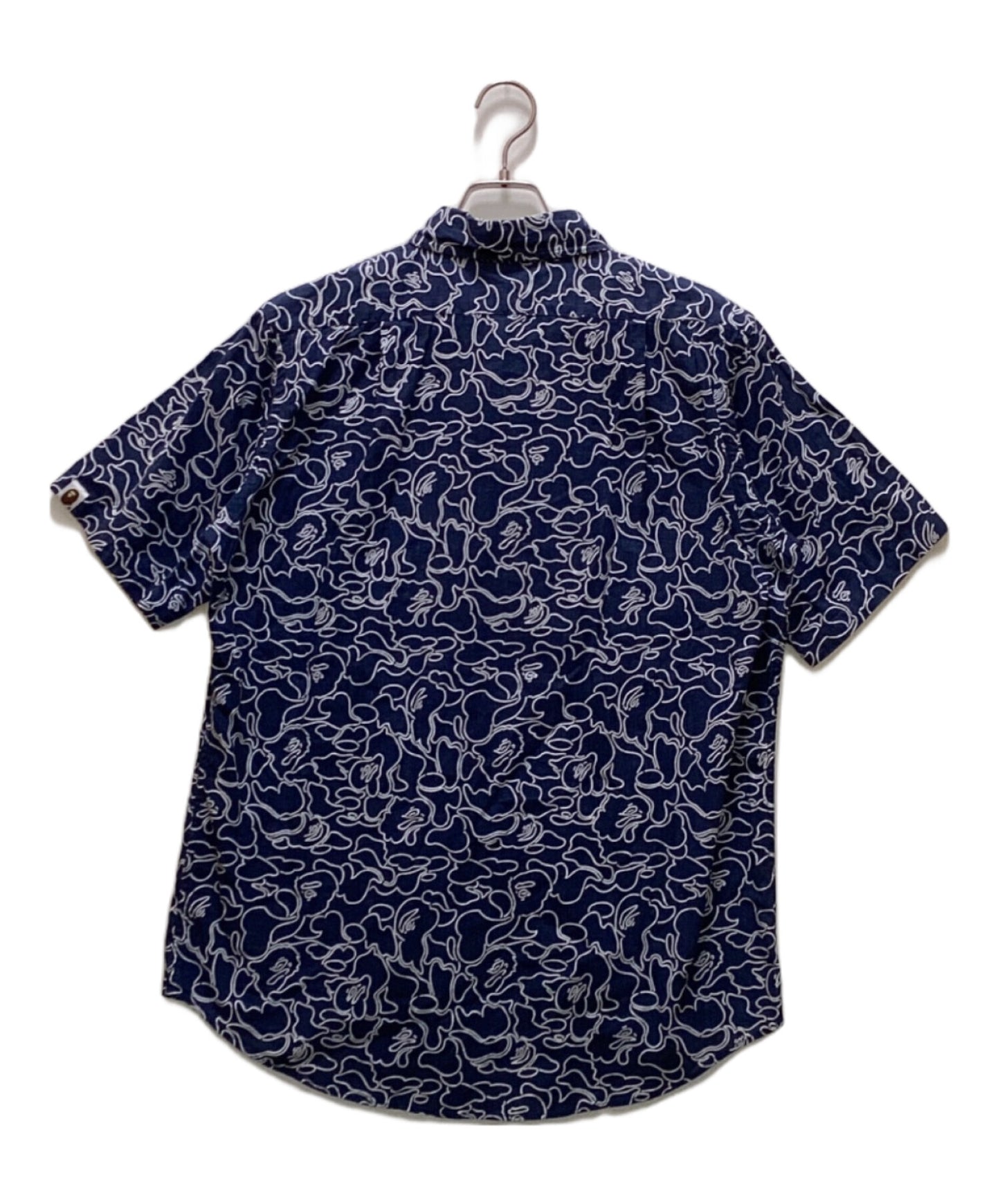 [Pre-owned] A BATHING APE Short-sleeved shirt with monkey-camo pattern / Patterned shirt / Round shirt / All-over patterned shirt