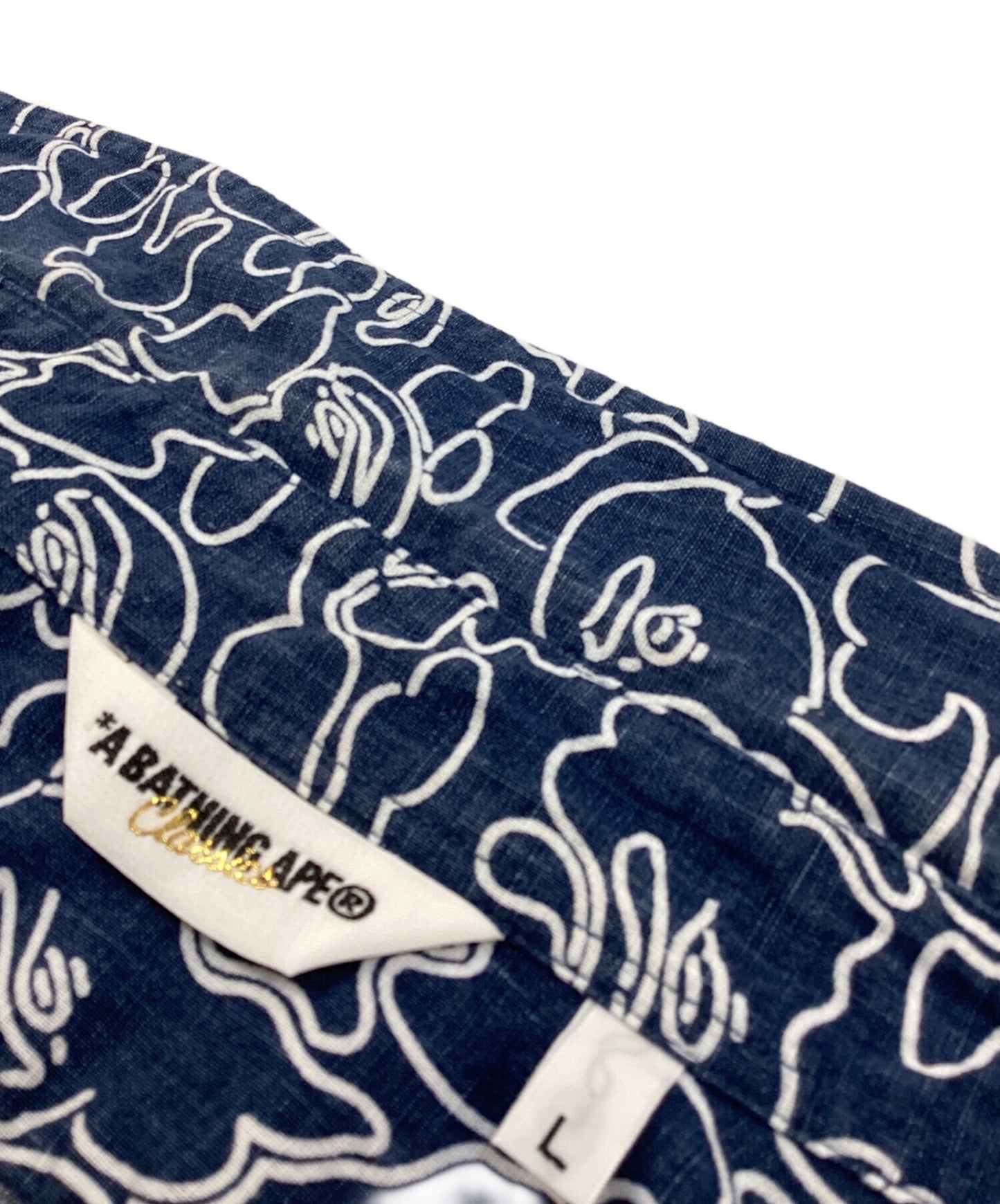 [Pre-owned] A BATHING APE Short-sleeved shirt with monkey-camo pattern / Patterned shirt / Round shirt / All-over patterned shirt