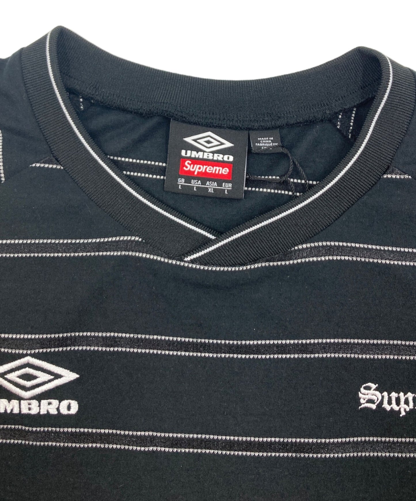 [Pre-owned] SUPREME Stripe Soccer Jersey "Black" / Stripe T-Shirt / Collaboration T-Shirt