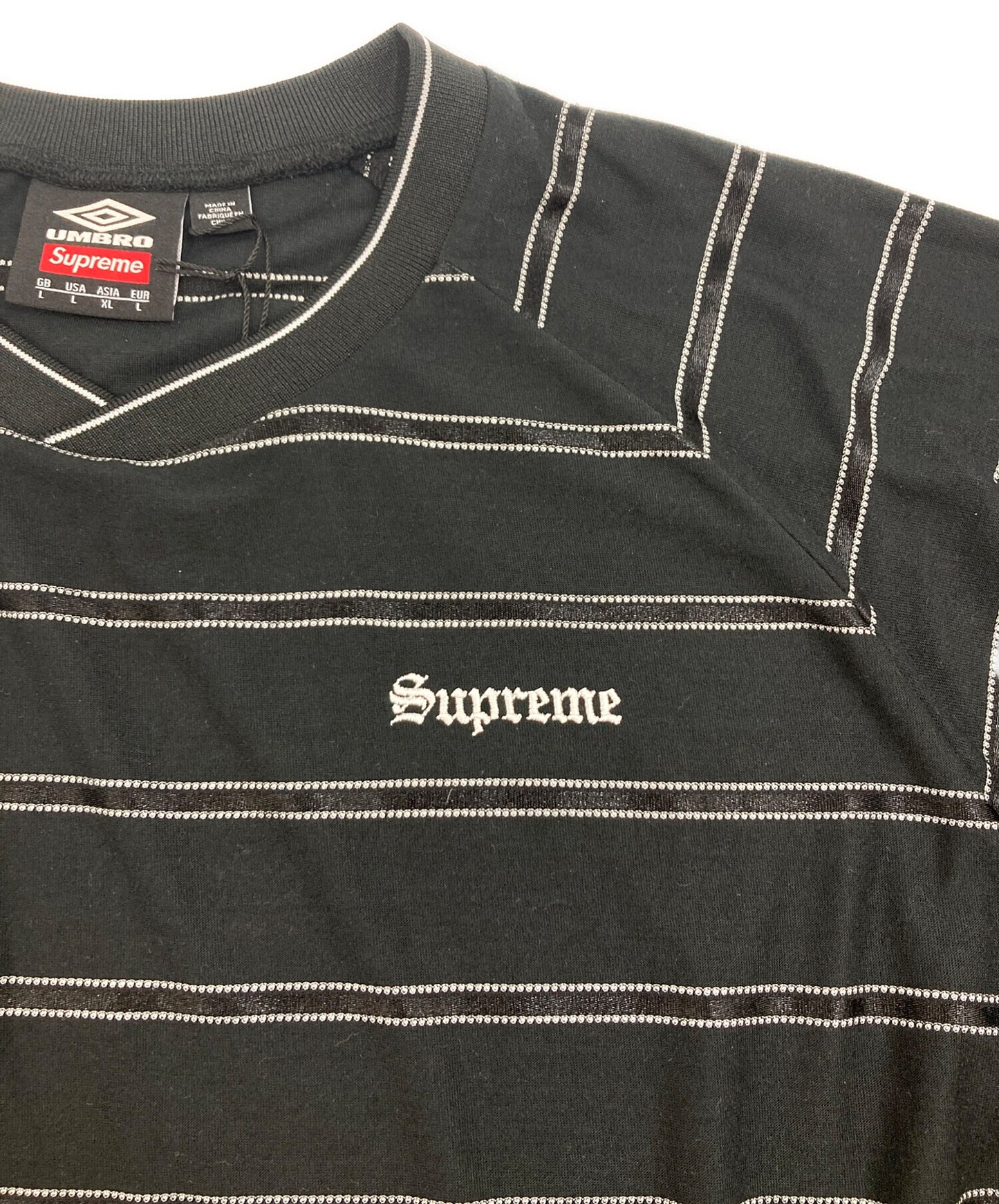 [Pre-owned] SUPREME Stripe Soccer Jersey "Black" / Stripe T-Shirt / Collaboration T-Shirt