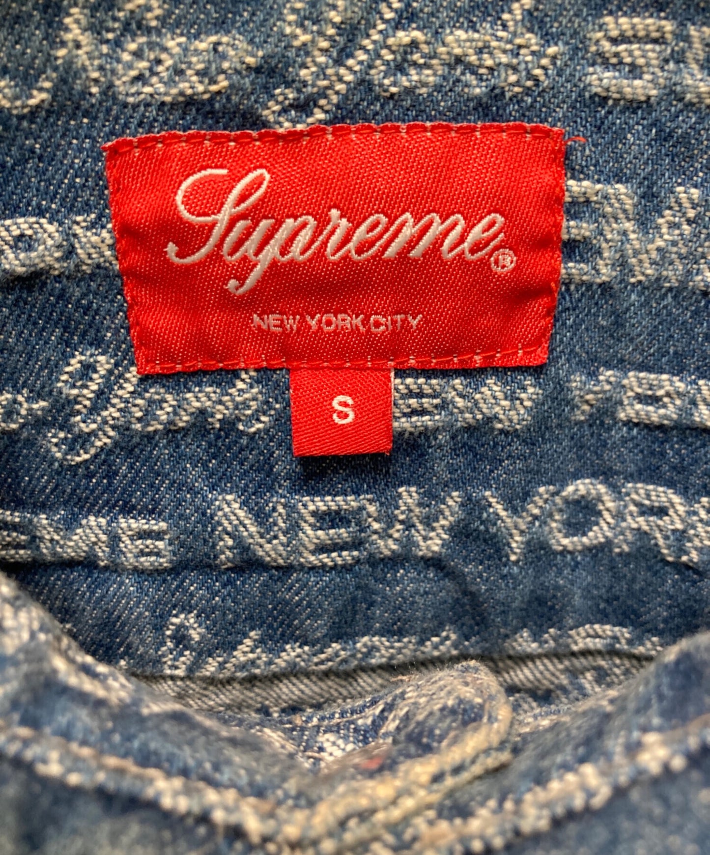 [Pre-owned] SUPREME Multi-Type Jacquard Denim Shirt "Blue" / All-Over Print Jacket