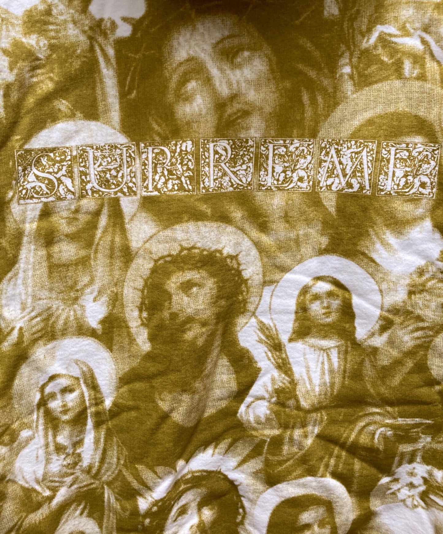 [Pre-owned] SUPREME Jesus and Mary Hooded Sweatshirt "Yellow" Long-Sleeve Top