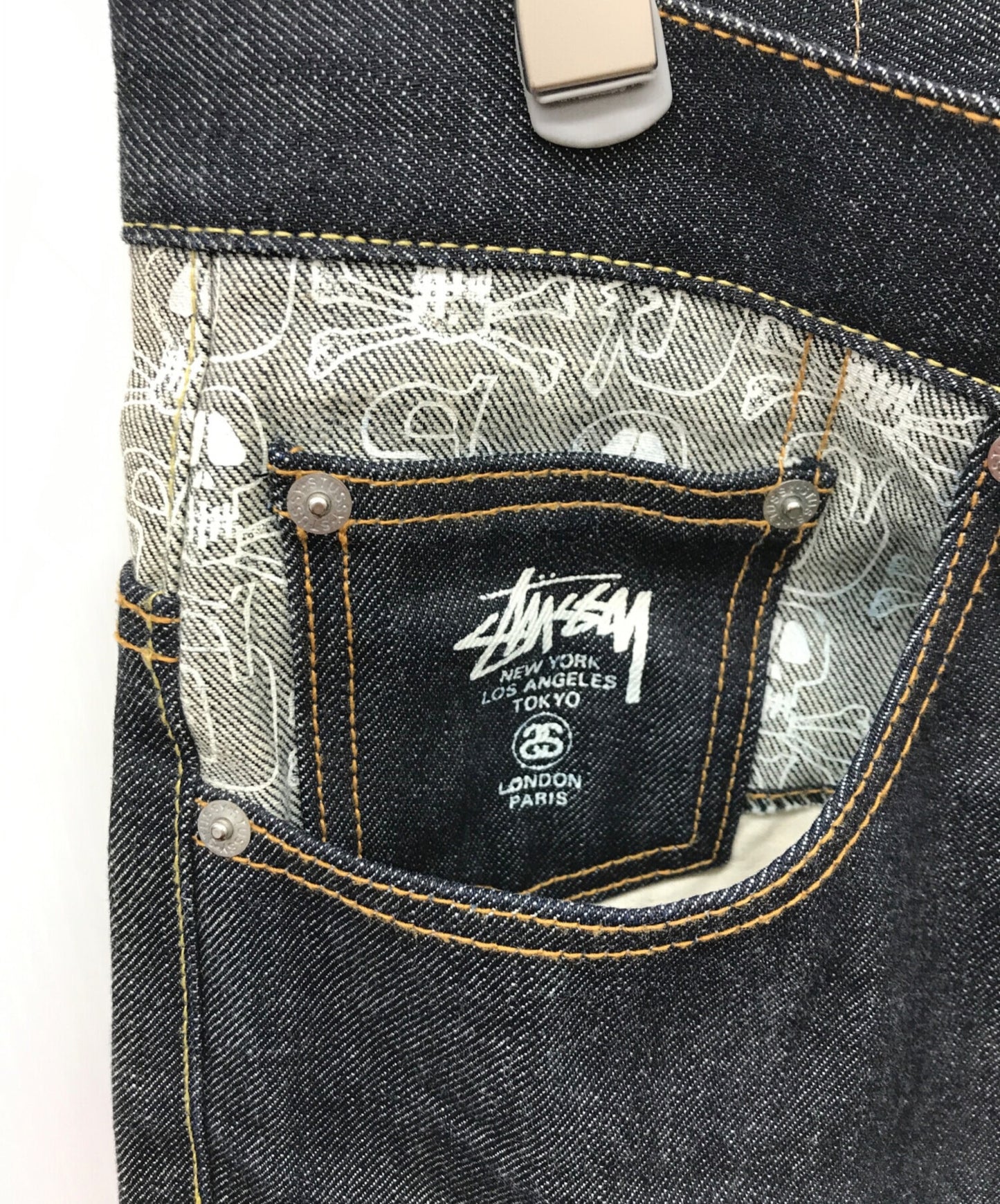[Pre-owned] stussy Skull Print Denim Pants