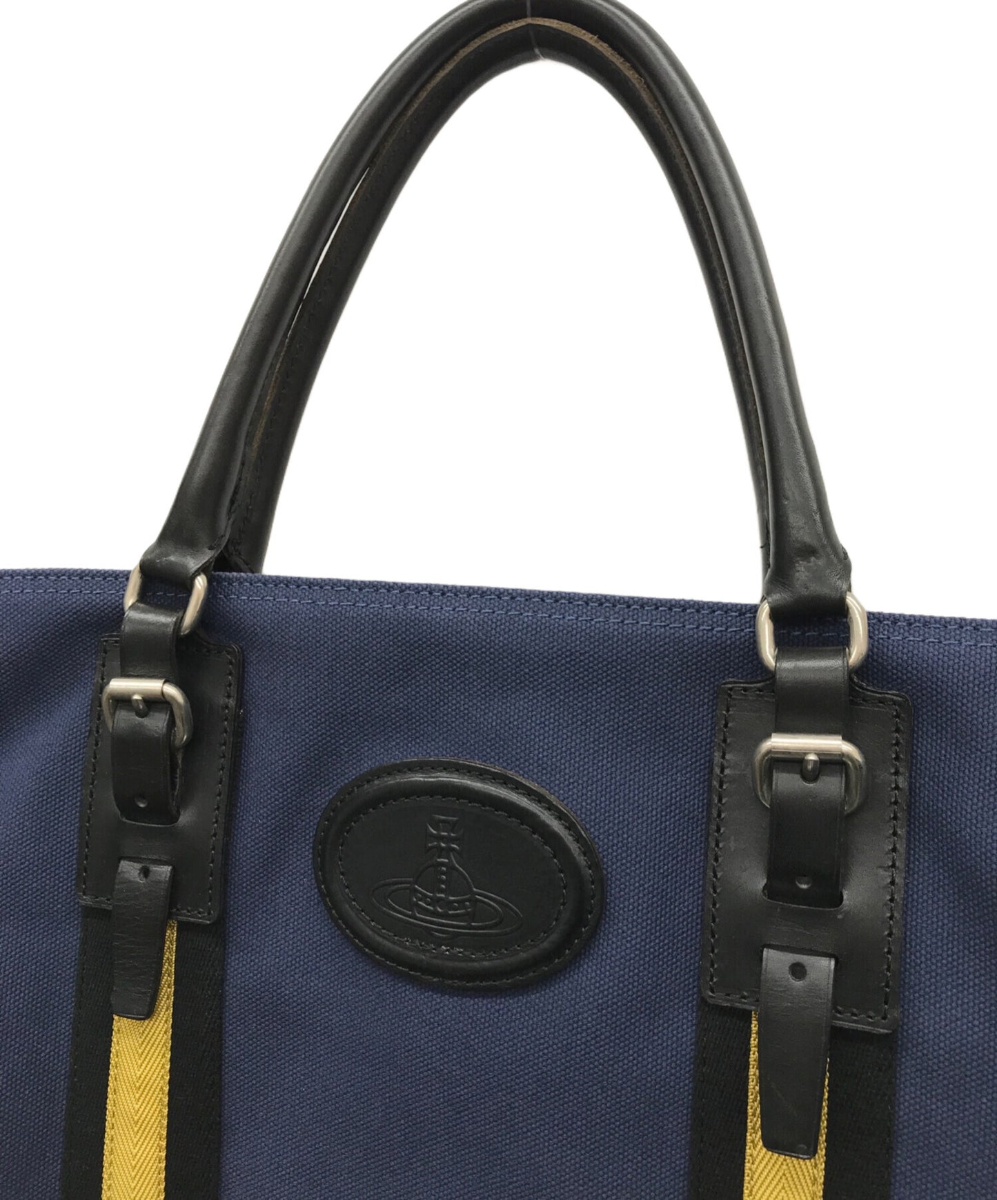 [Pre-owned] Vivienne Westwood Leather handle canvas tote bag