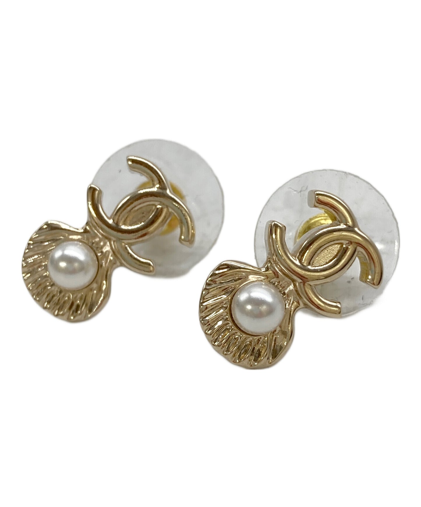 [Pre-owned] CHANEL Shell Pearl Coco Mark Earrings