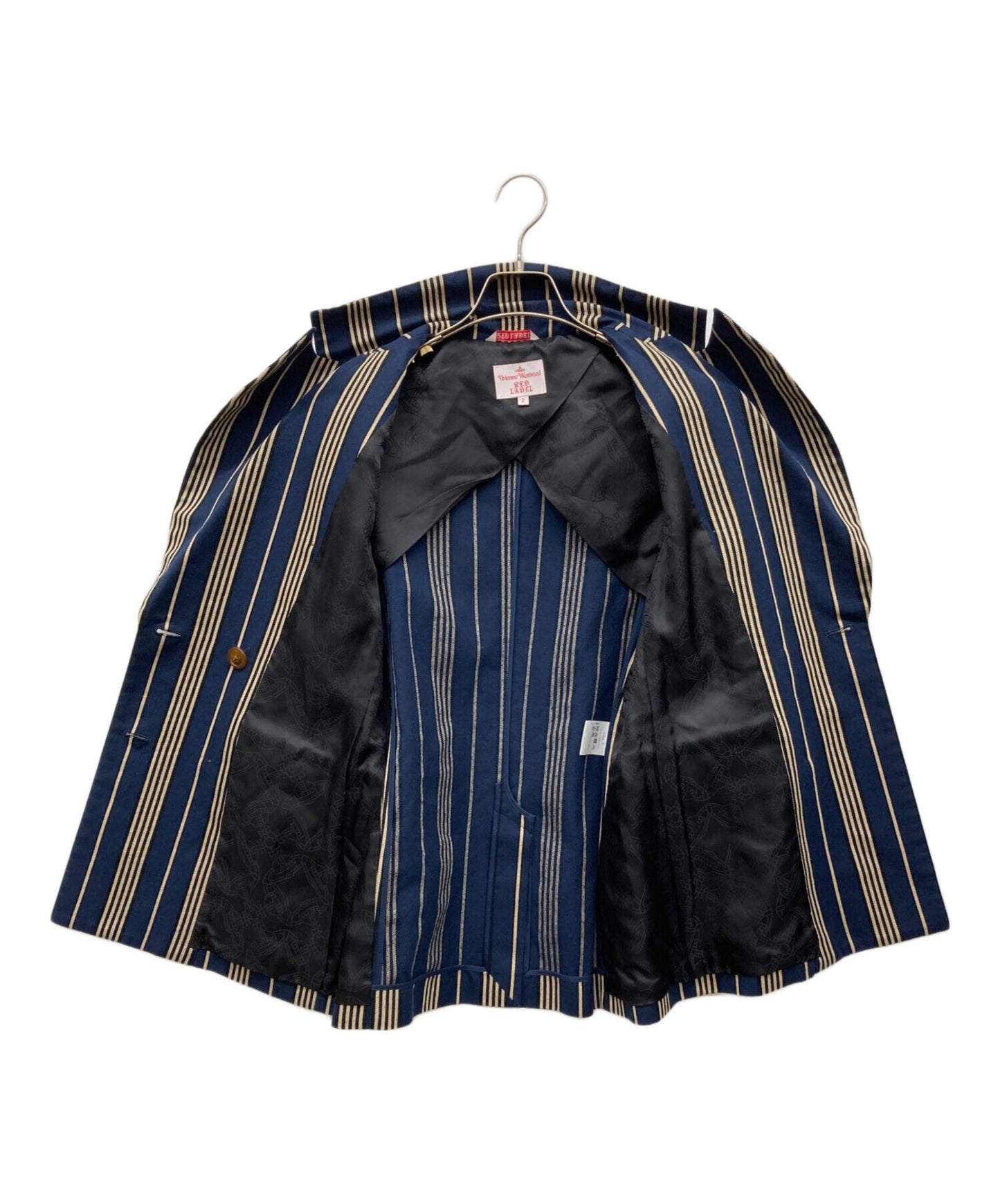 [Pre-owned] Vivienne Westwood RED LABEL Peaked Lapel Double-Breasted Striped Jacket jacket 16-01-491011 pants 16-01-791013