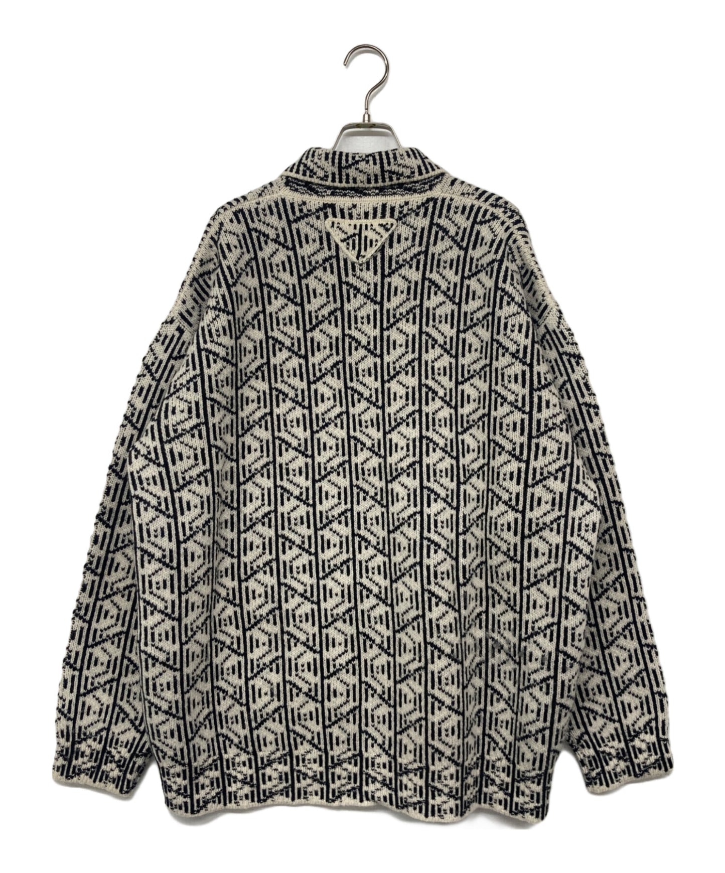 [Pre-owned] PRADA Knit cardigan with all-over patterned collar P25I32