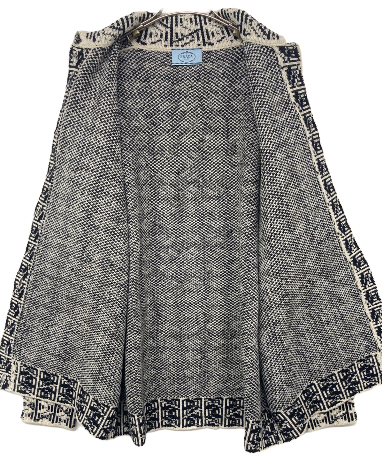 [Pre-owned] PRADA Knit cardigan with all-over patterned collar P25I32