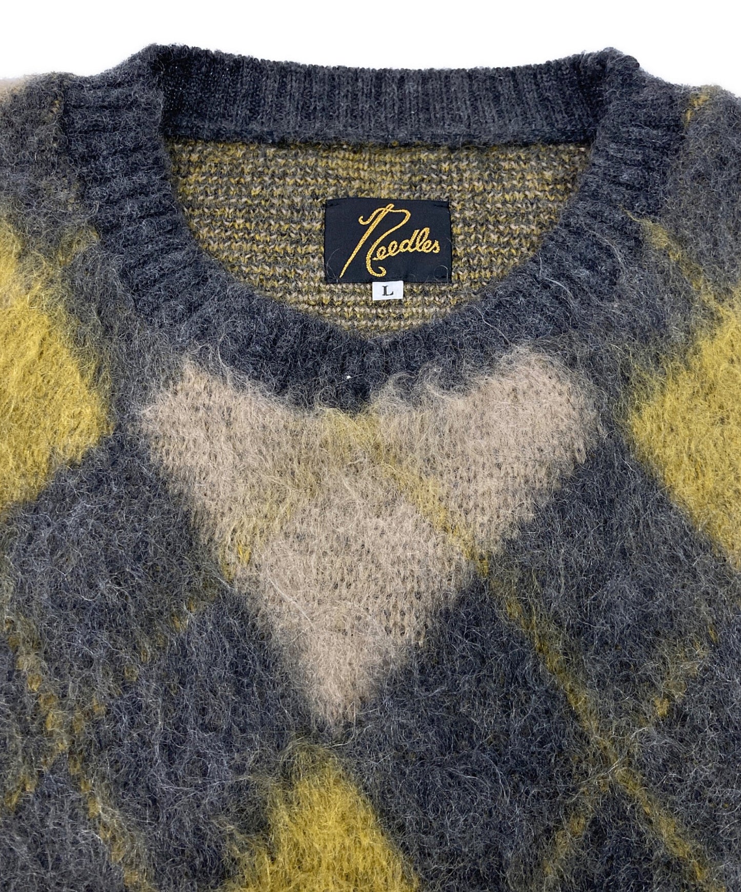 [Pre-owned] Needles Mohair argyle knit J0388