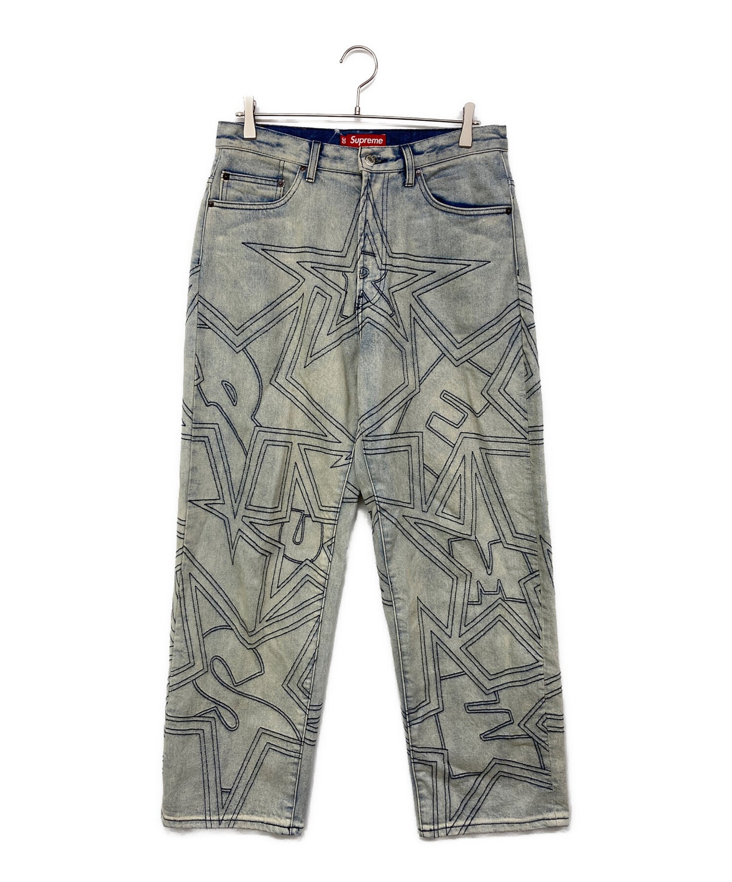 [Pre-owned] SUPREME stars topstitch baggy jean/denim pants