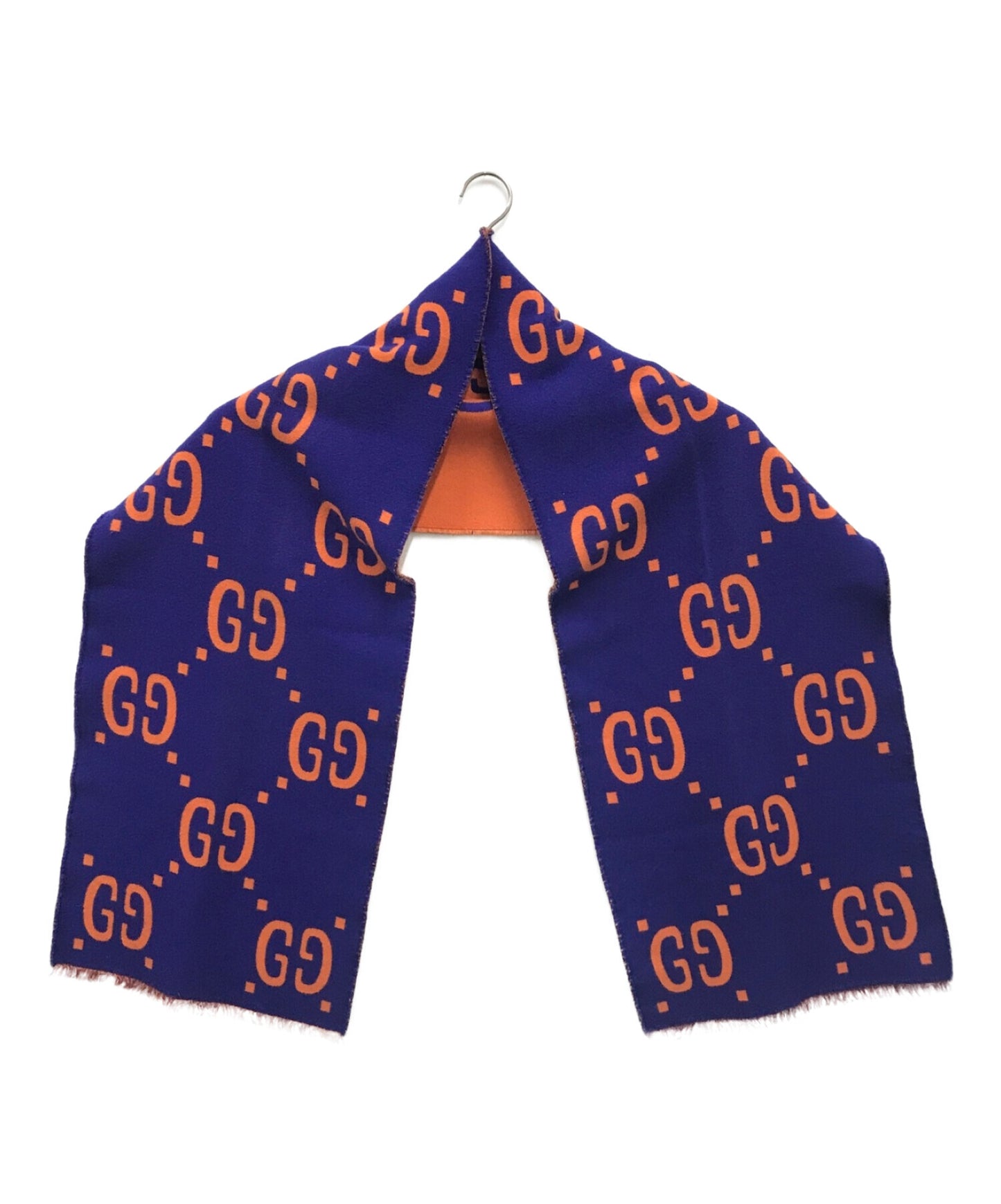 [Pre-owned] GUCCI GG Jacquard Wool Silk Scarf