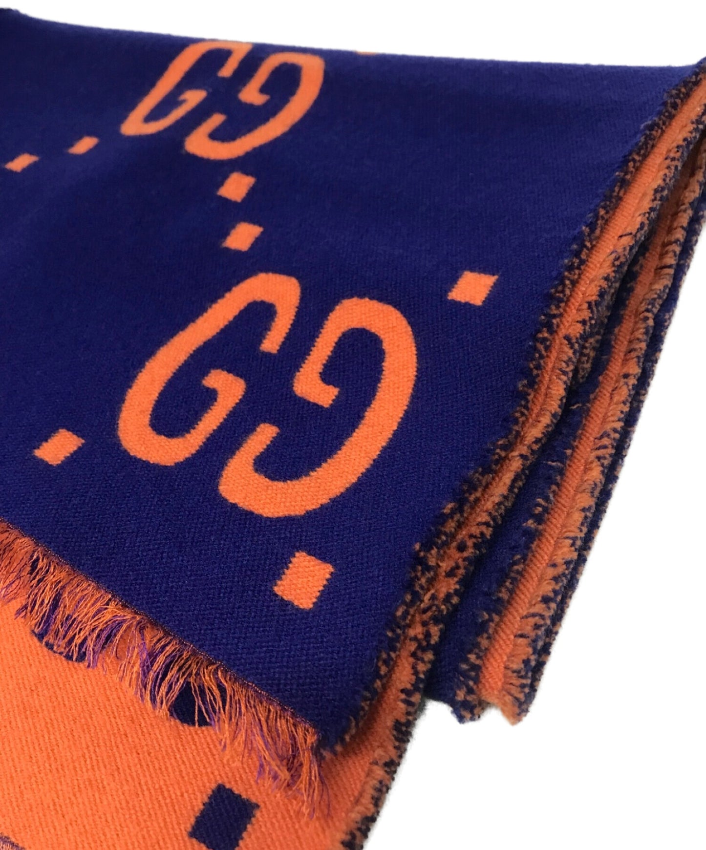 [Pre-owned] GUCCI GG Jacquard Wool Silk Scarf