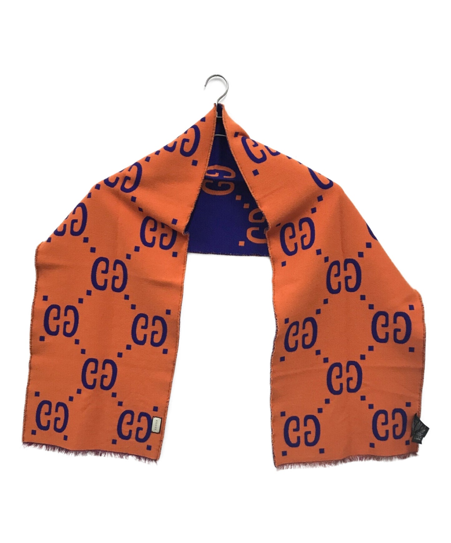 [Pre-owned] GUCCI GG Jacquard Wool Silk Scarf