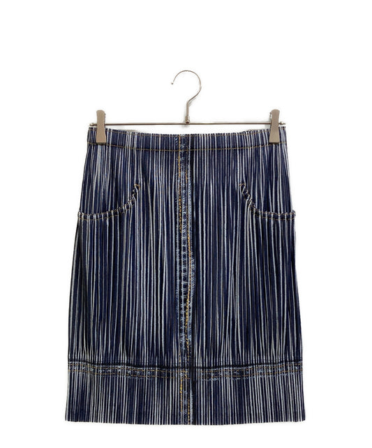 [Pre-owned] PLEATS PLEASE Denim Transfer Pleated Skirt PP01-JG594