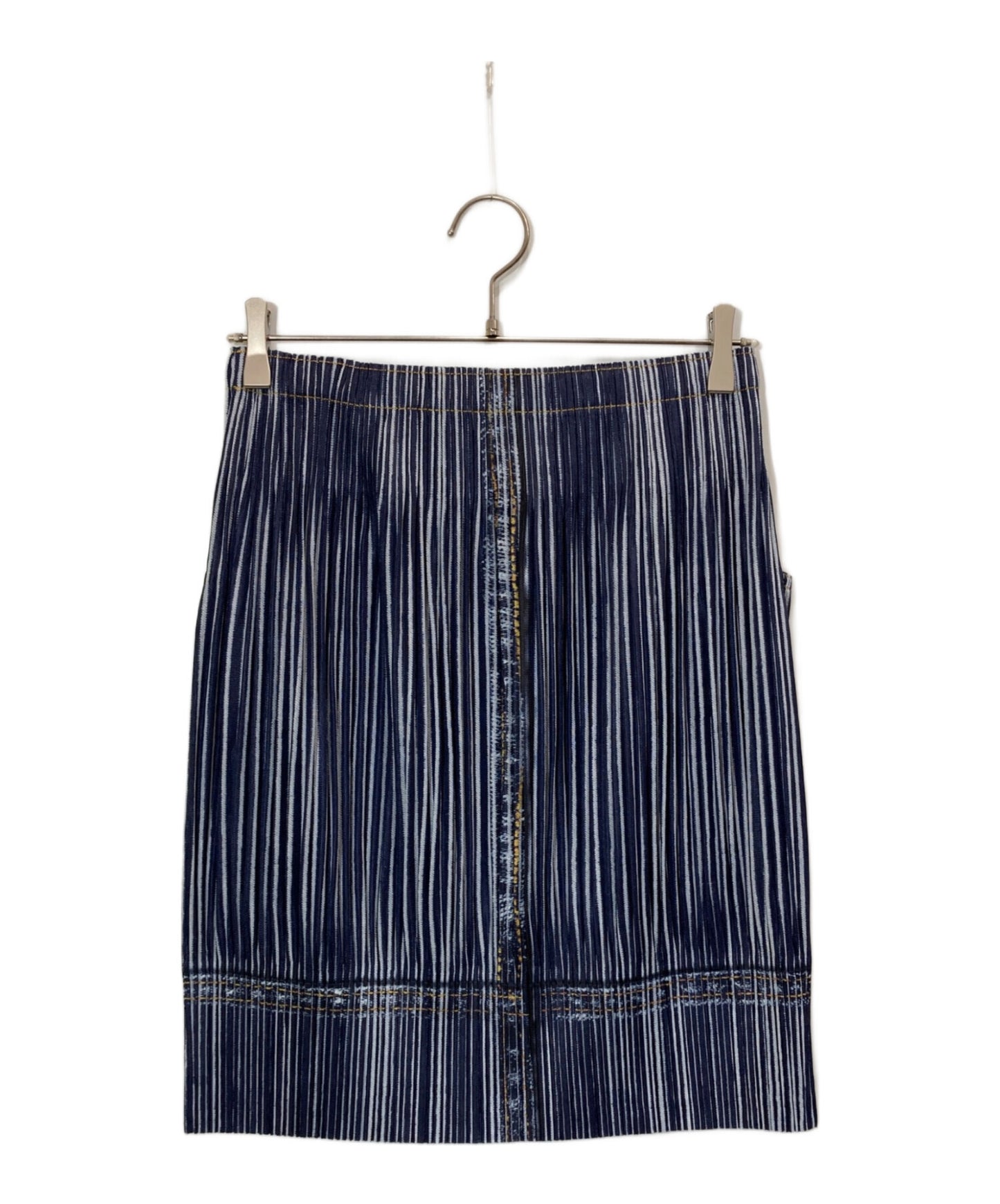 [Pre-owned] PLEATS PLEASE Denim Transfer Pleated Skirt PP01-JG594