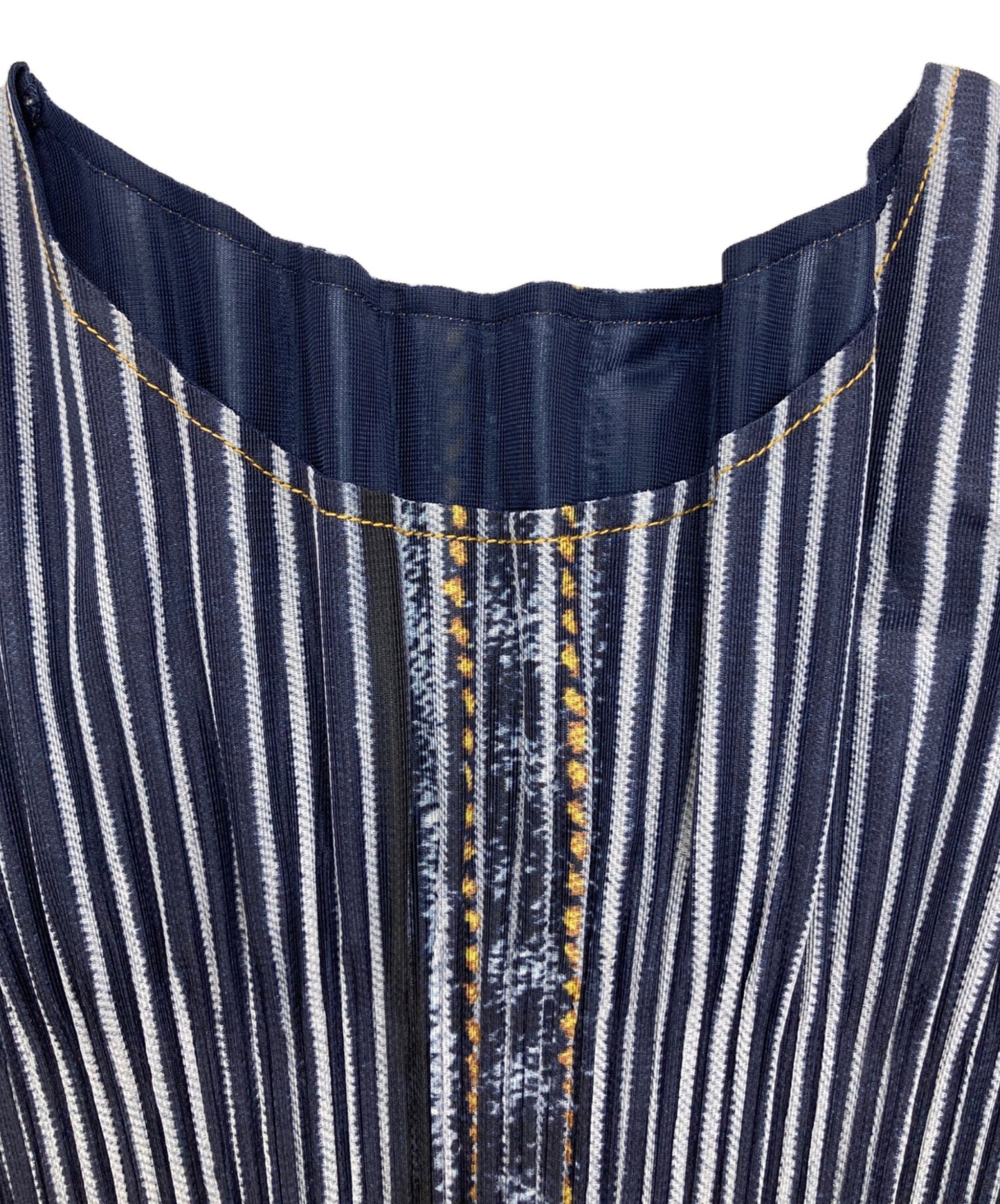 [Pre-owned] PLEATS PLEASE Denim Transfer Pleated Blouse PP01-JK592