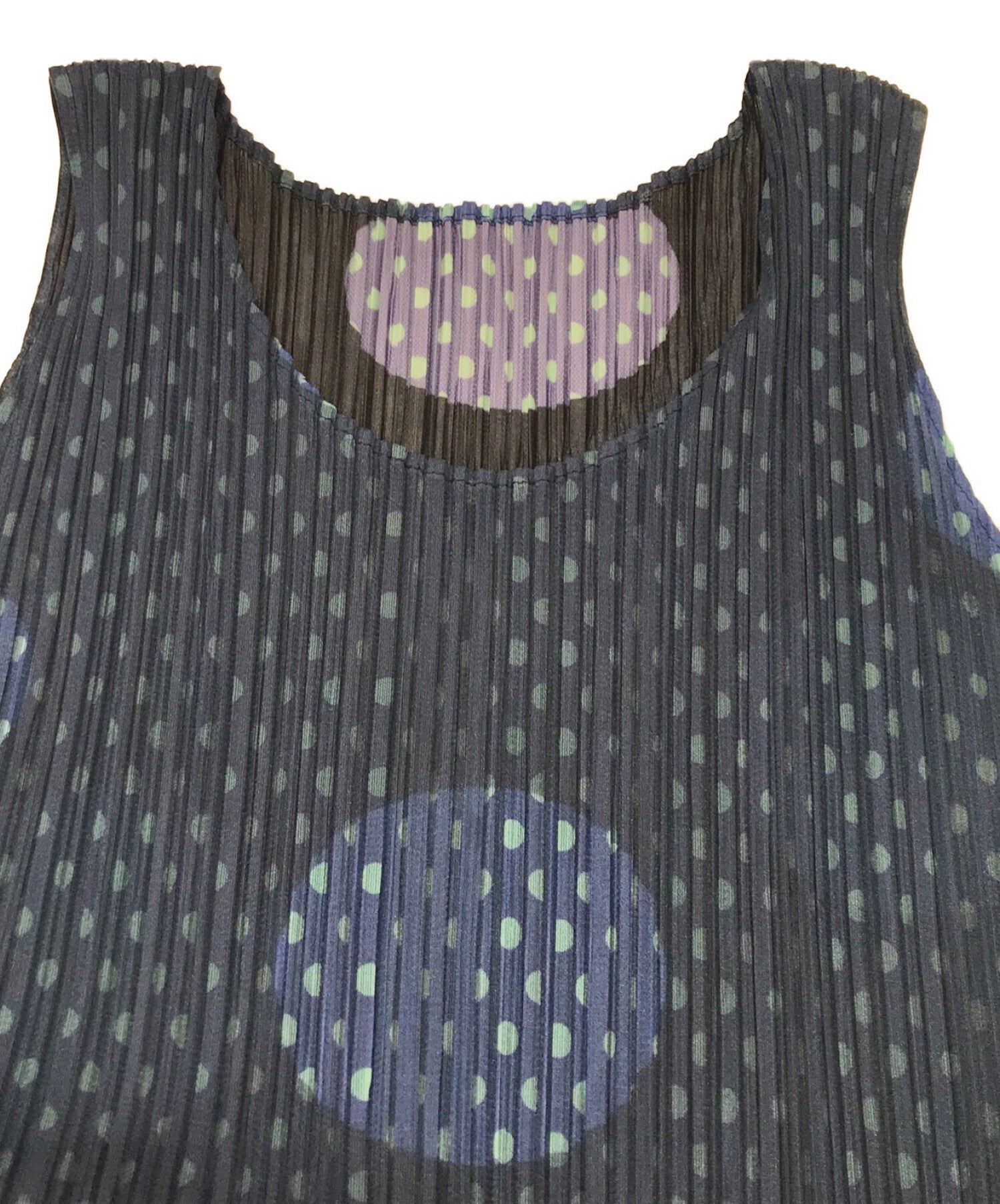 Pre-owned] PLEATS PLEASE Pleated Dot Sleeveless Dress PP01-JH715