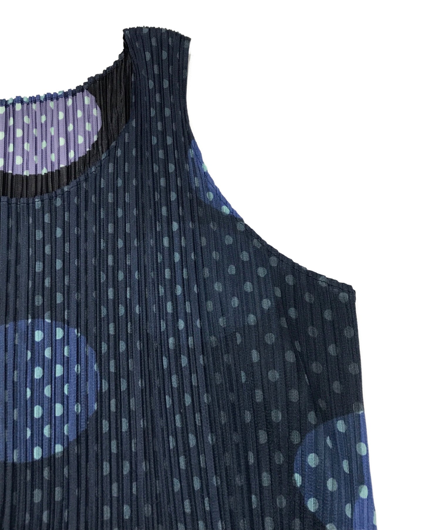 Pre-owned] PLEATS PLEASE Pleated Dot Sleeveless Dress PP01-JH715
