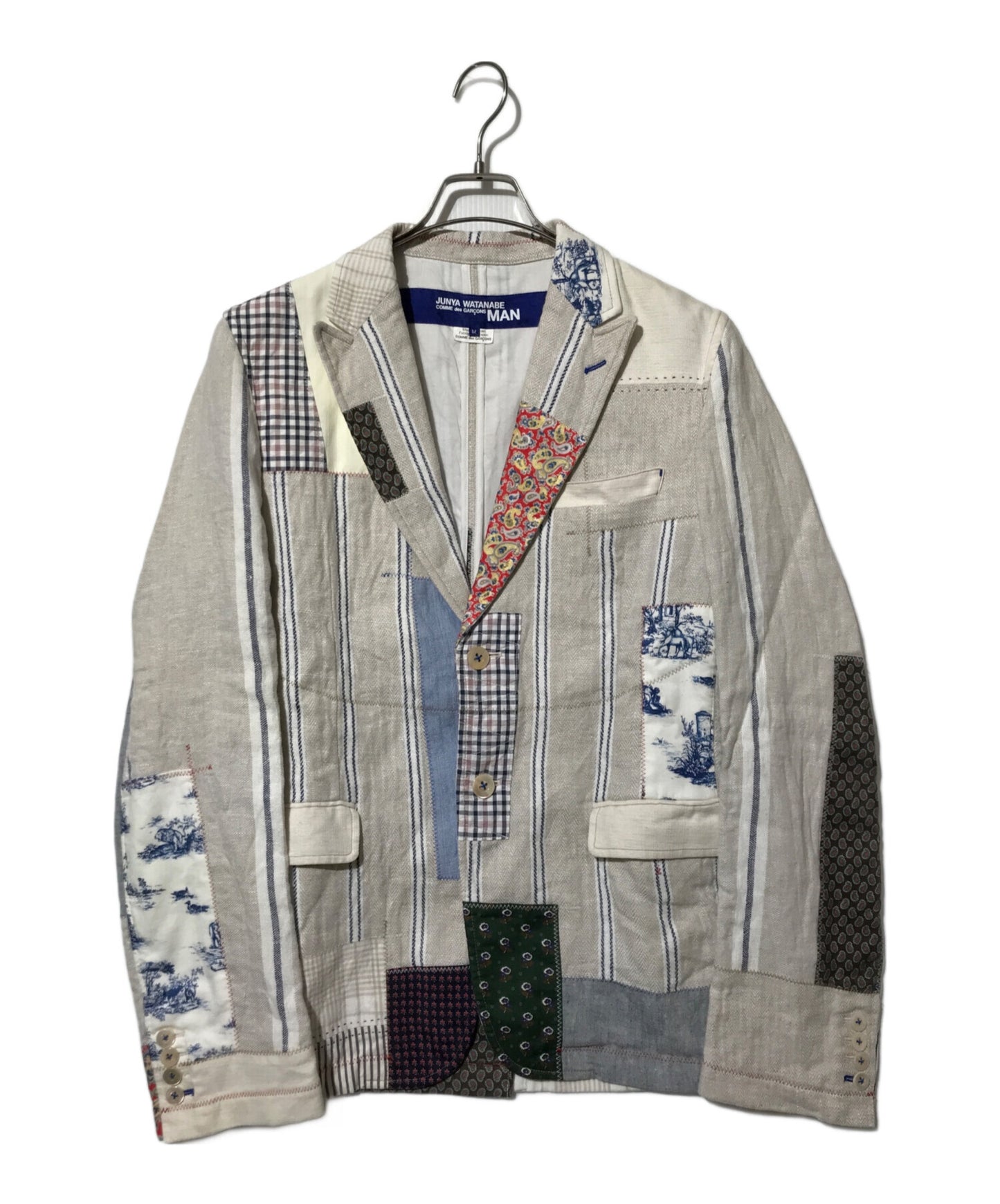 [Pre-owned] COMME des GARCONS JUNYA WATANABE MAN Patchwork linen cloth stripe and multi-material mix jacket WE-J017