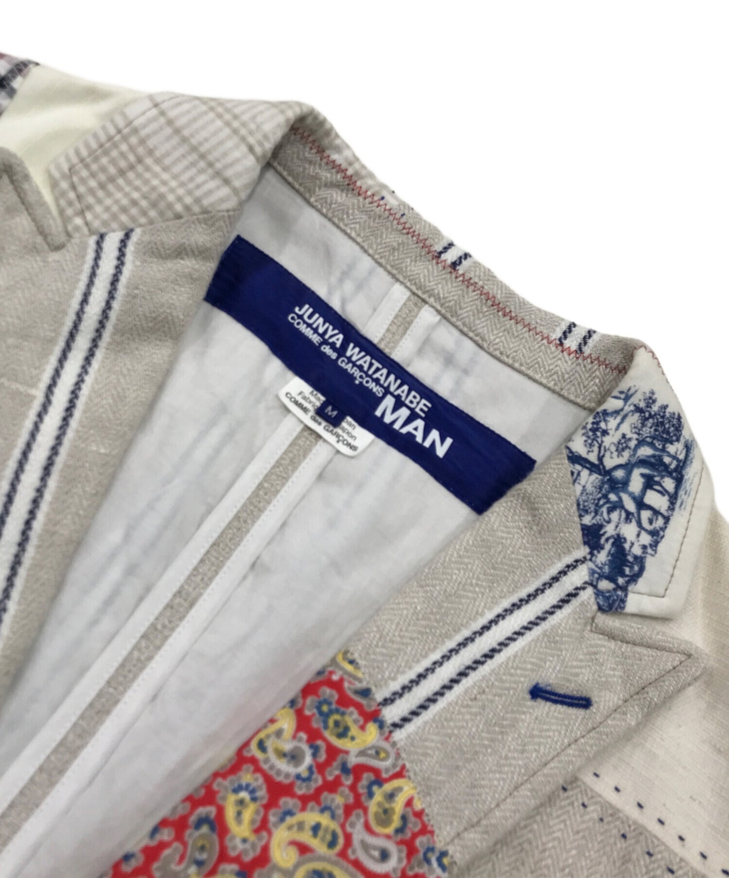 [Pre-owned] COMME des GARCONS JUNYA WATANABE MAN Patchwork linen cloth stripe and multi-material mix jacket WE-J017