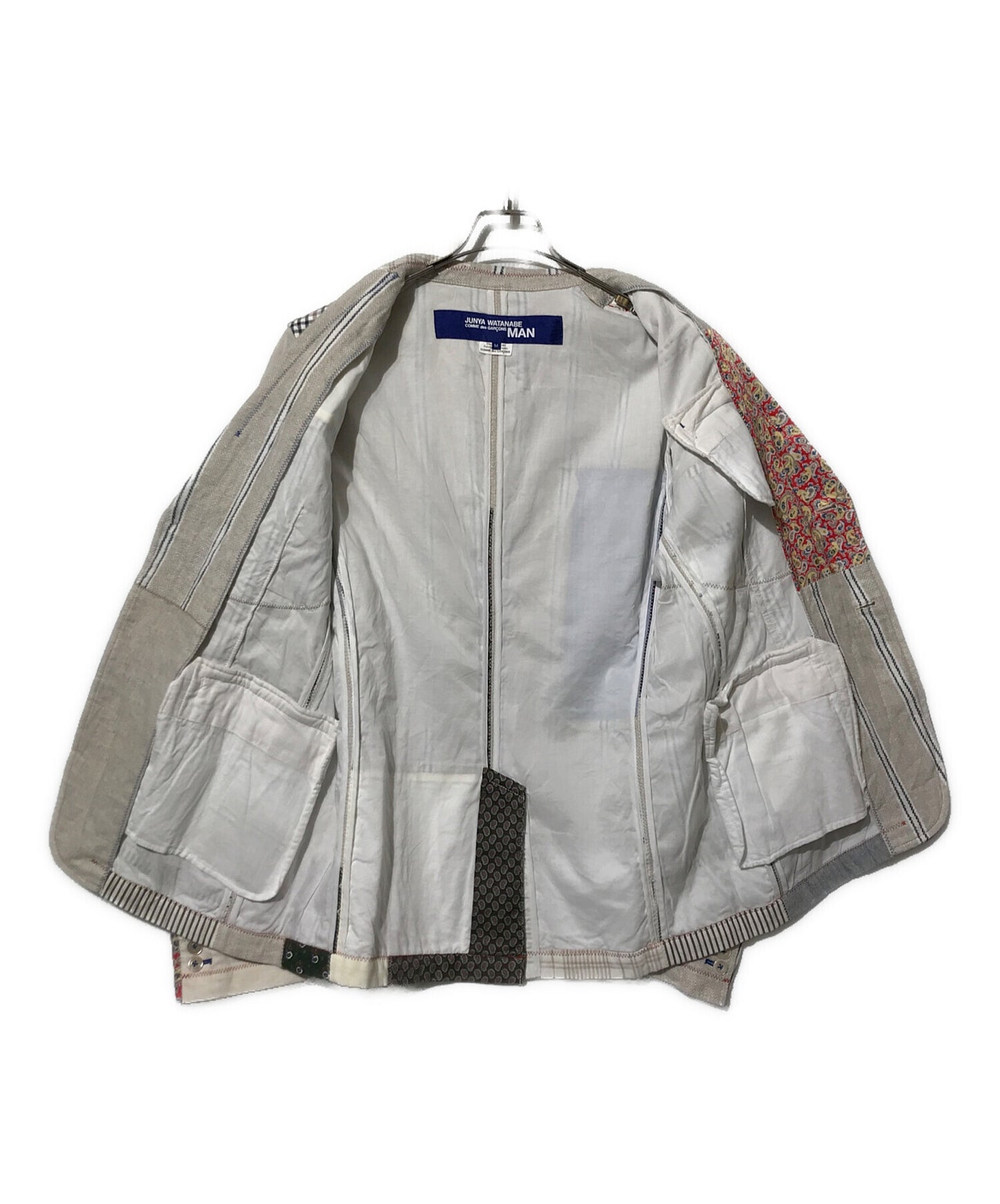 [Pre-owned] COMME des GARCONS JUNYA WATANABE MAN Patchwork linen cloth stripe and multi-material mix jacket WE-J017