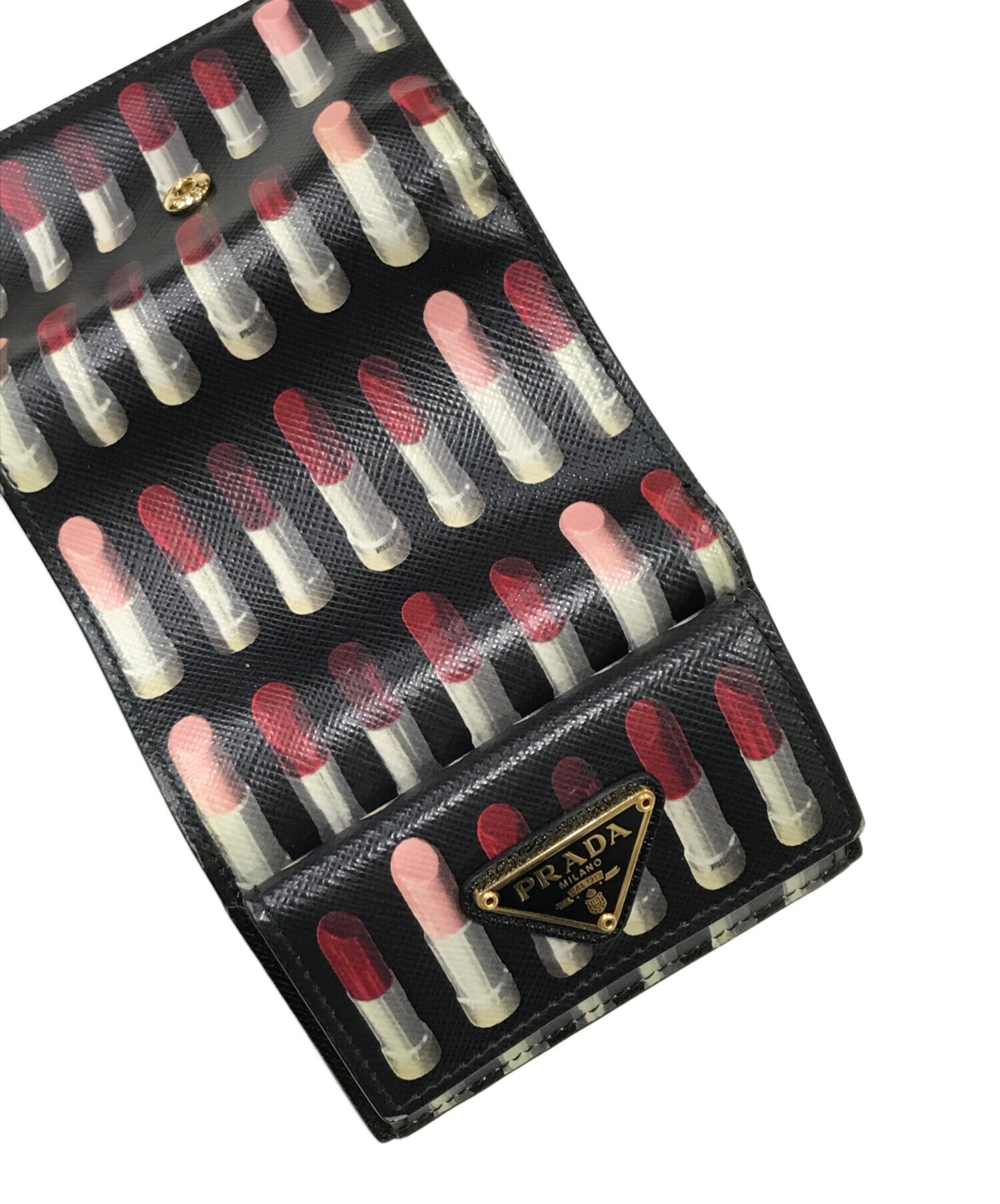 [Pre-owned] PRADA Lipstick Pattern Trifold Wallet 1MH021